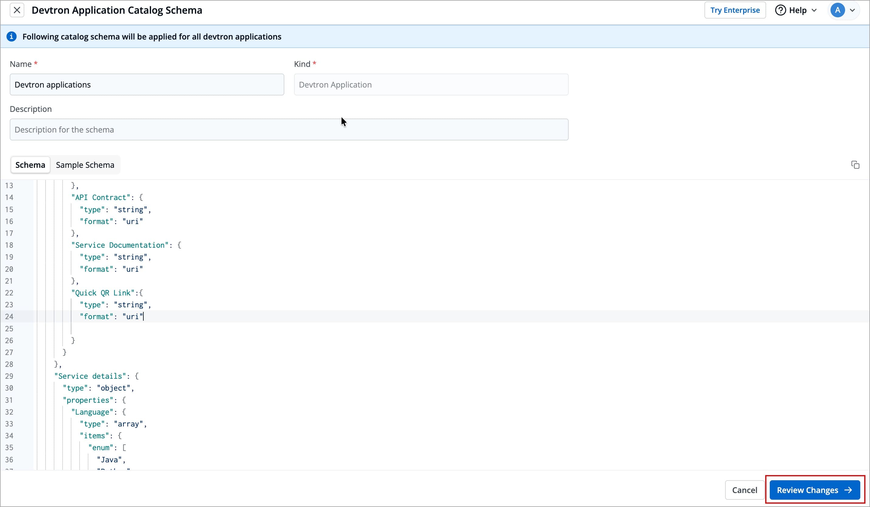 Figure 5a: Clicking 'Review Changes'