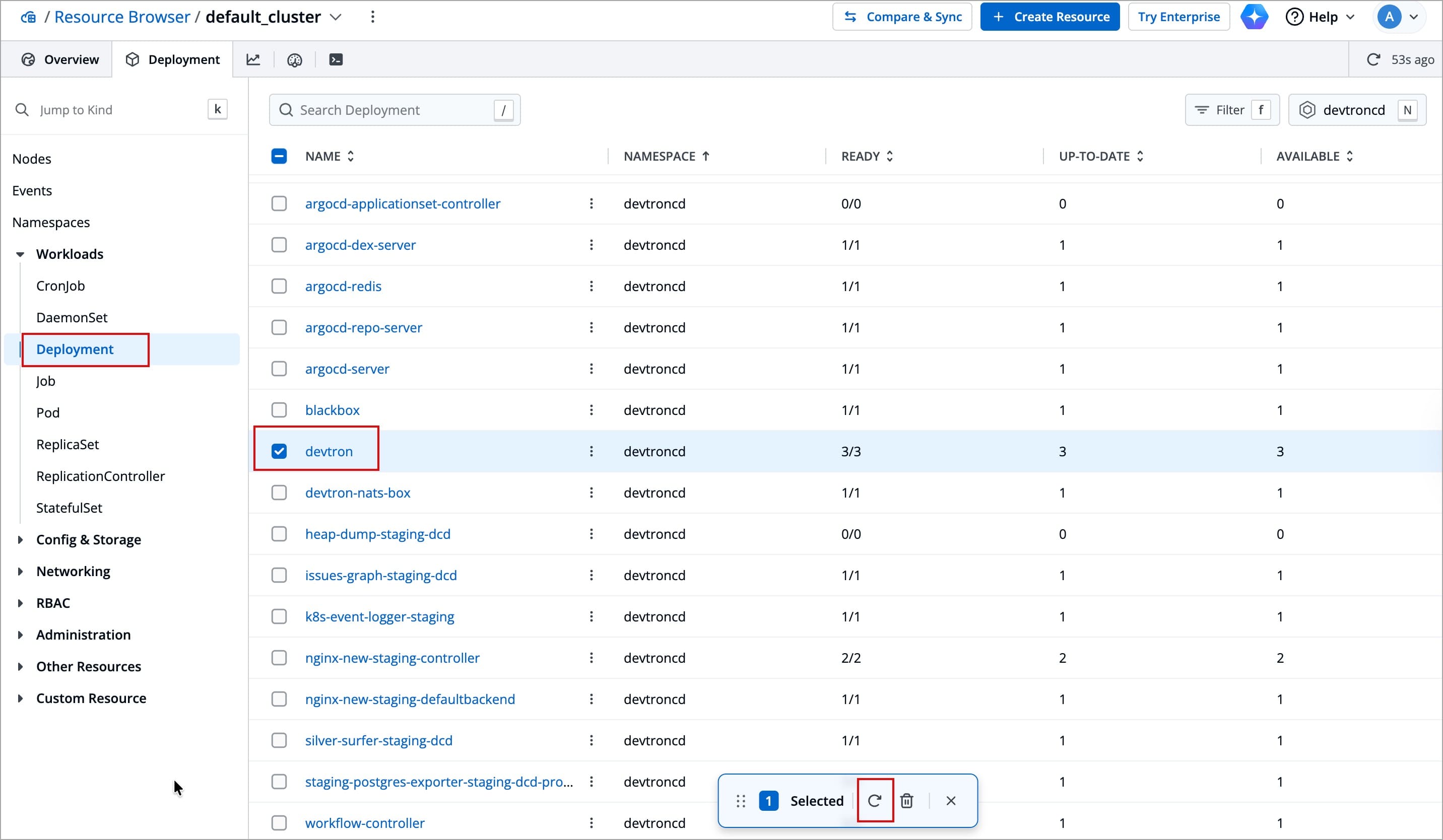 Figure 9: Restarting Deployment