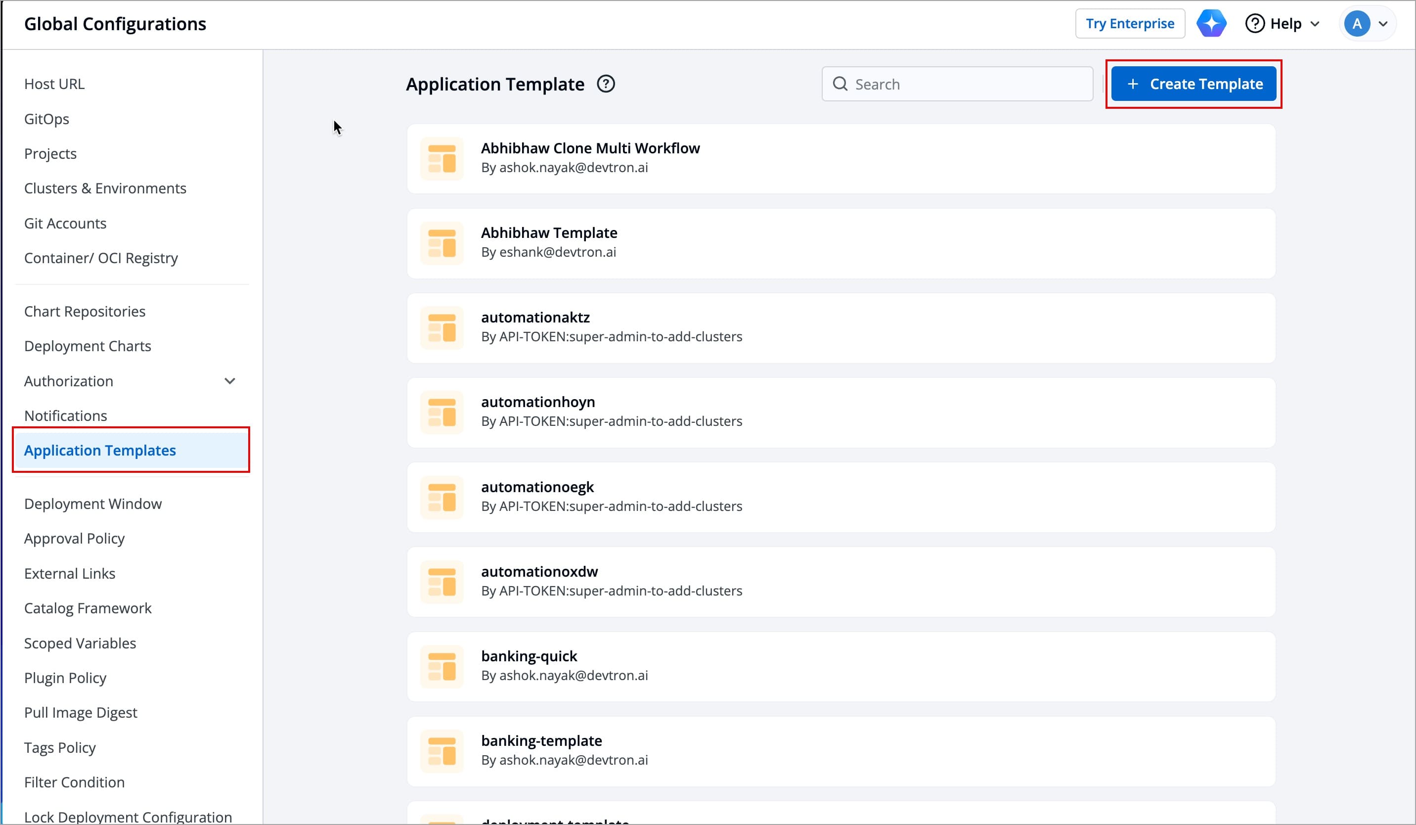Figure 1: Clicking 'Create Template'