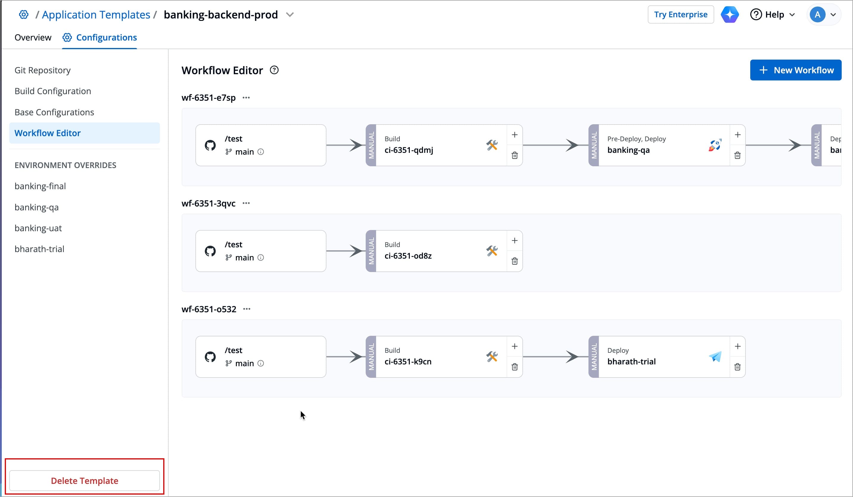 Figure 7: Deleting Application