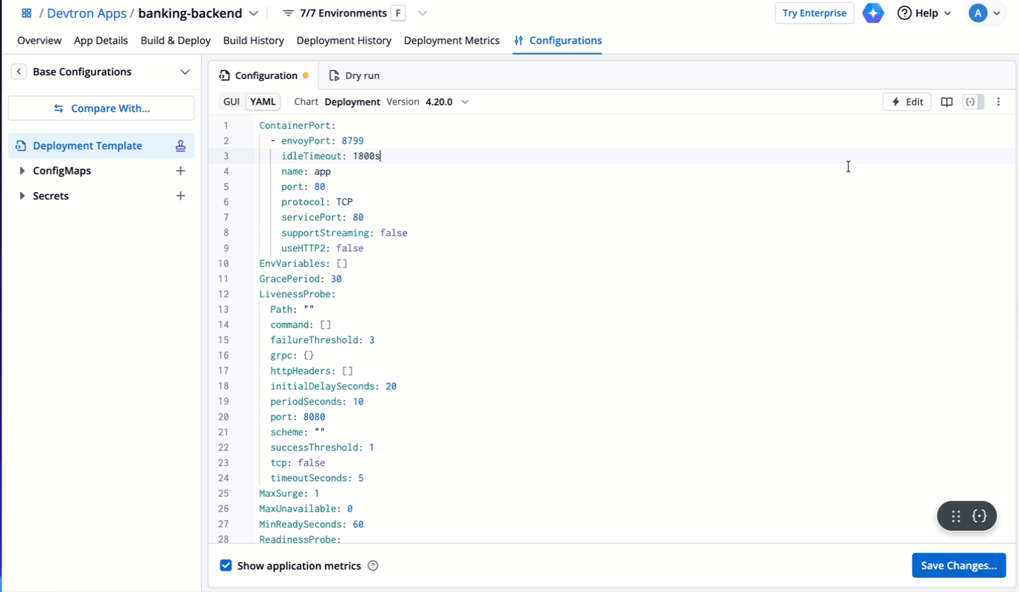 Figure 24a: Editing Deployment Template without an Approval