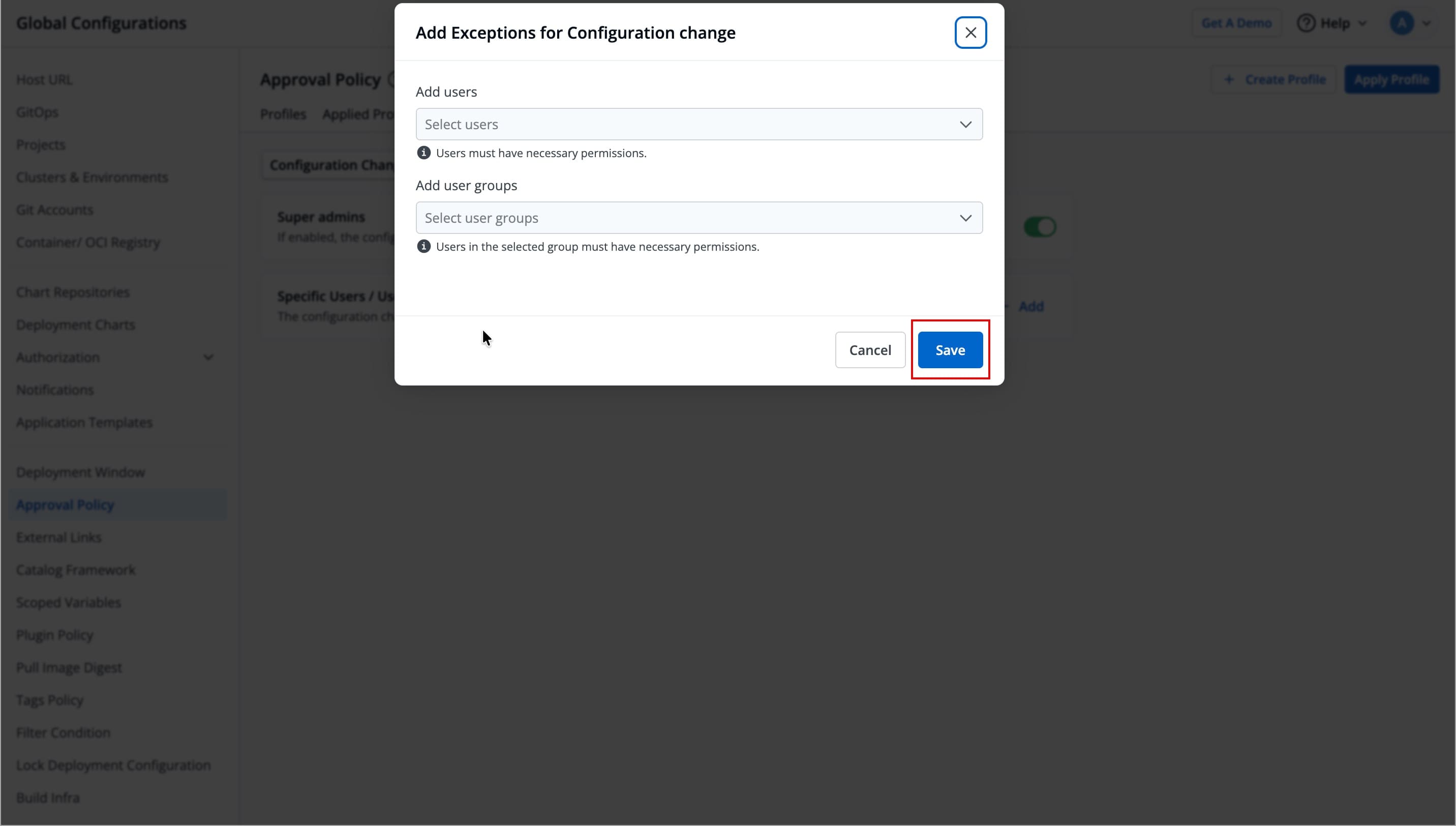 Figure 22: Clicking 'Save'
