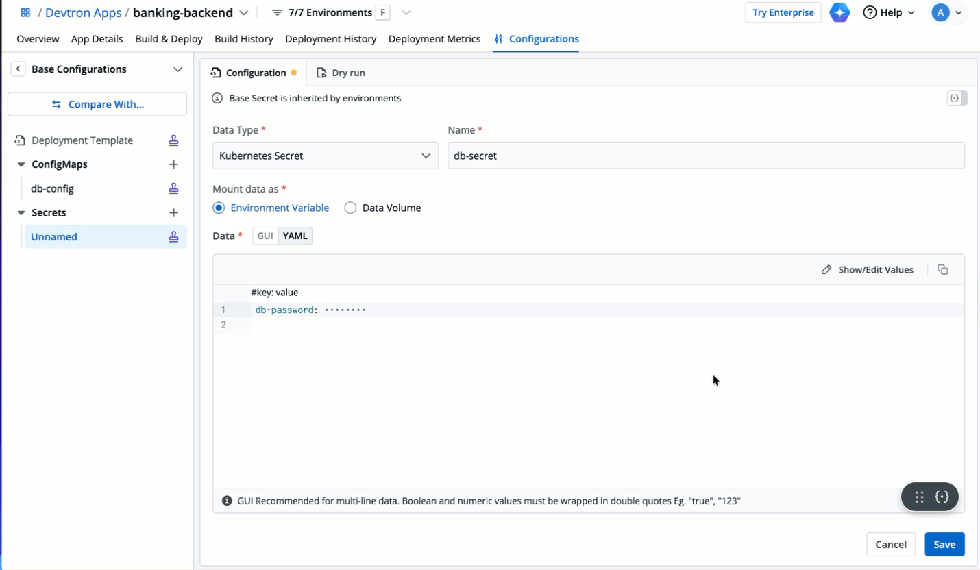 Figure 24c: Creating/Editing Secret without an Approval