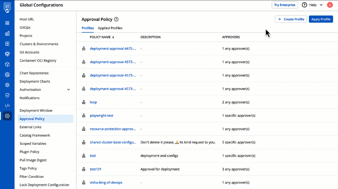 Figure 28: Deleting Approval Policy