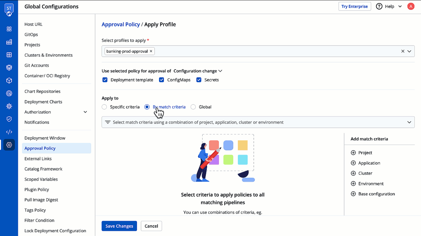 Figure 12b: Match Criteria for 'Configuration Change' Approval
