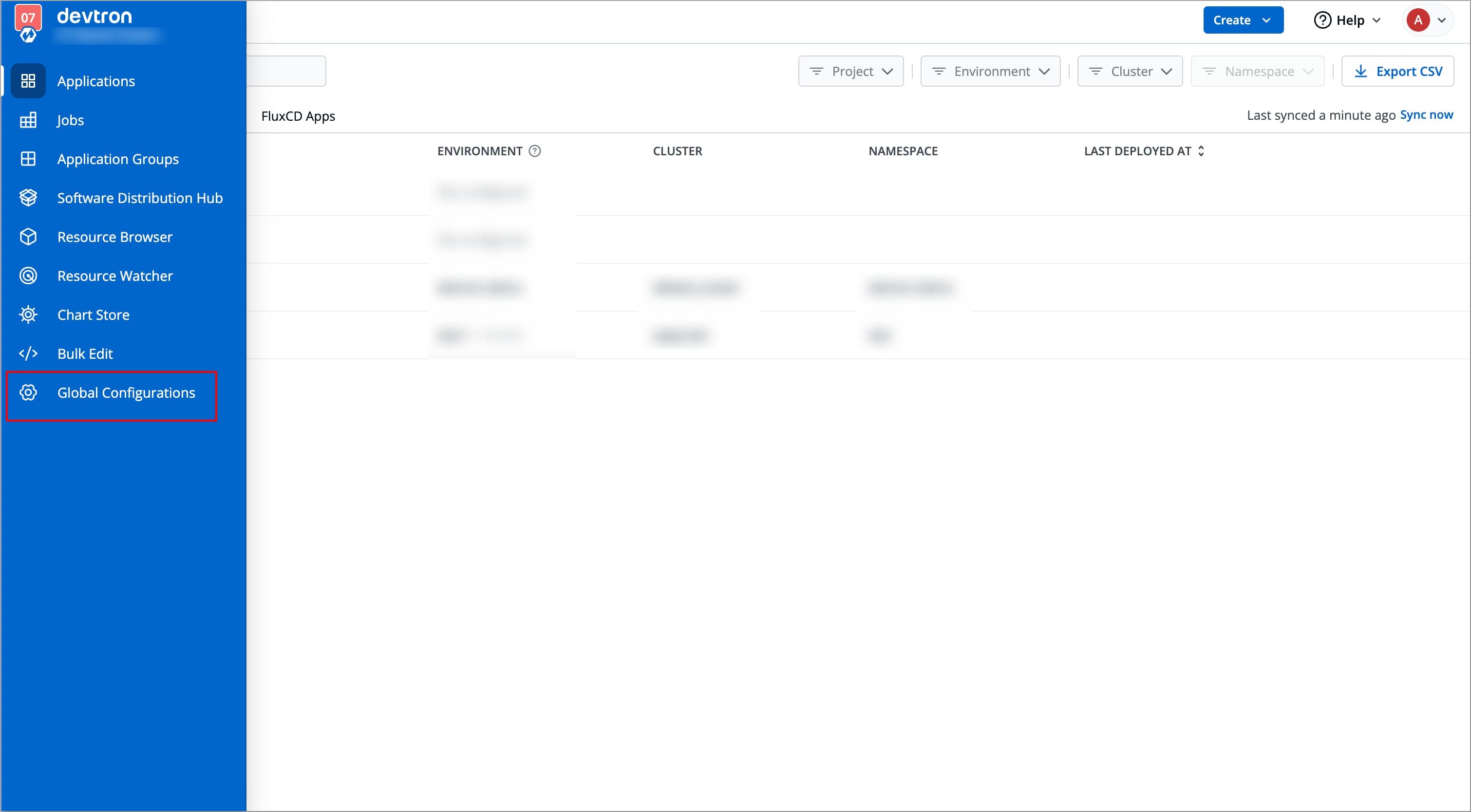 Figure 33: Navigating to Global Configurations