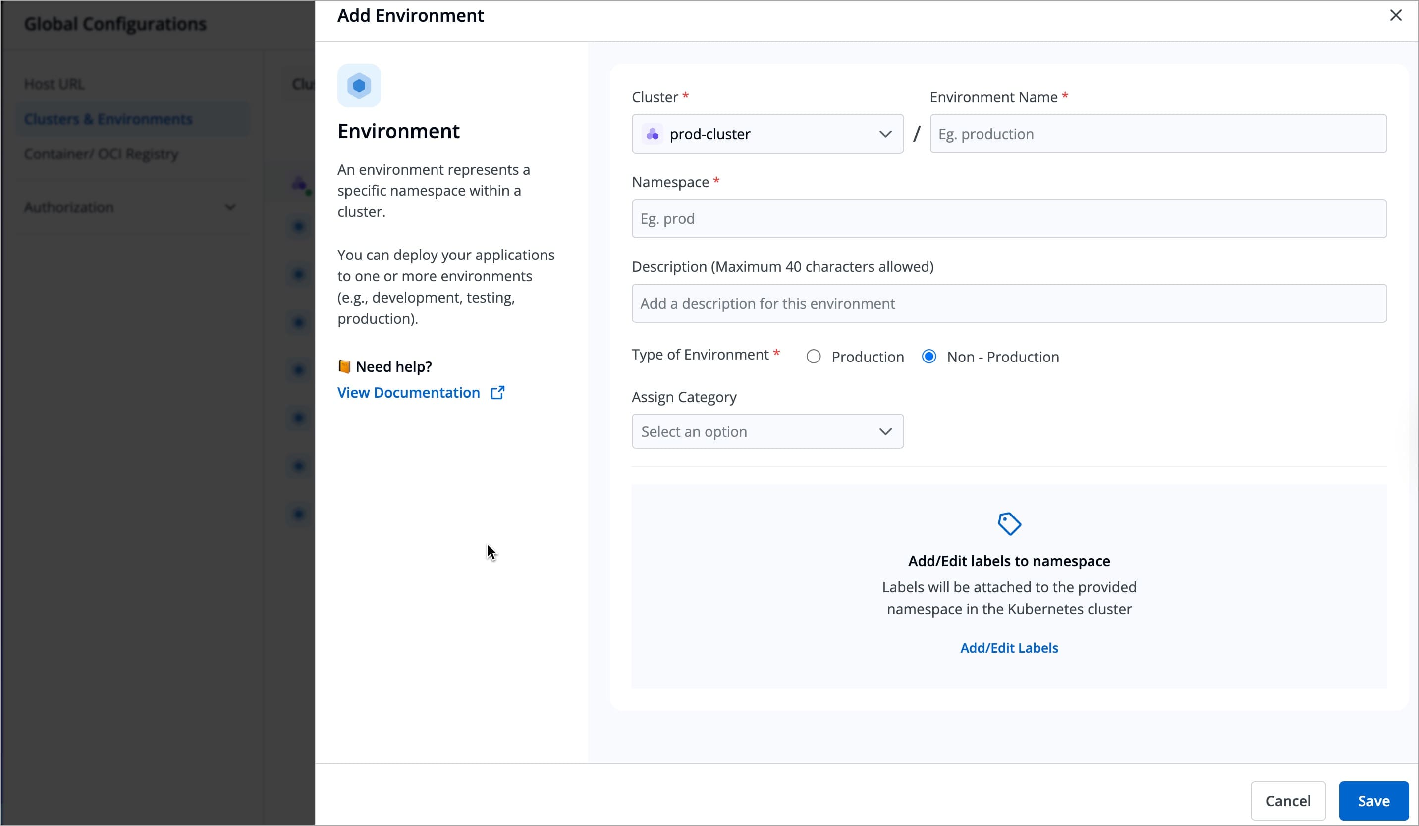 Figure 24: Saving an Environment