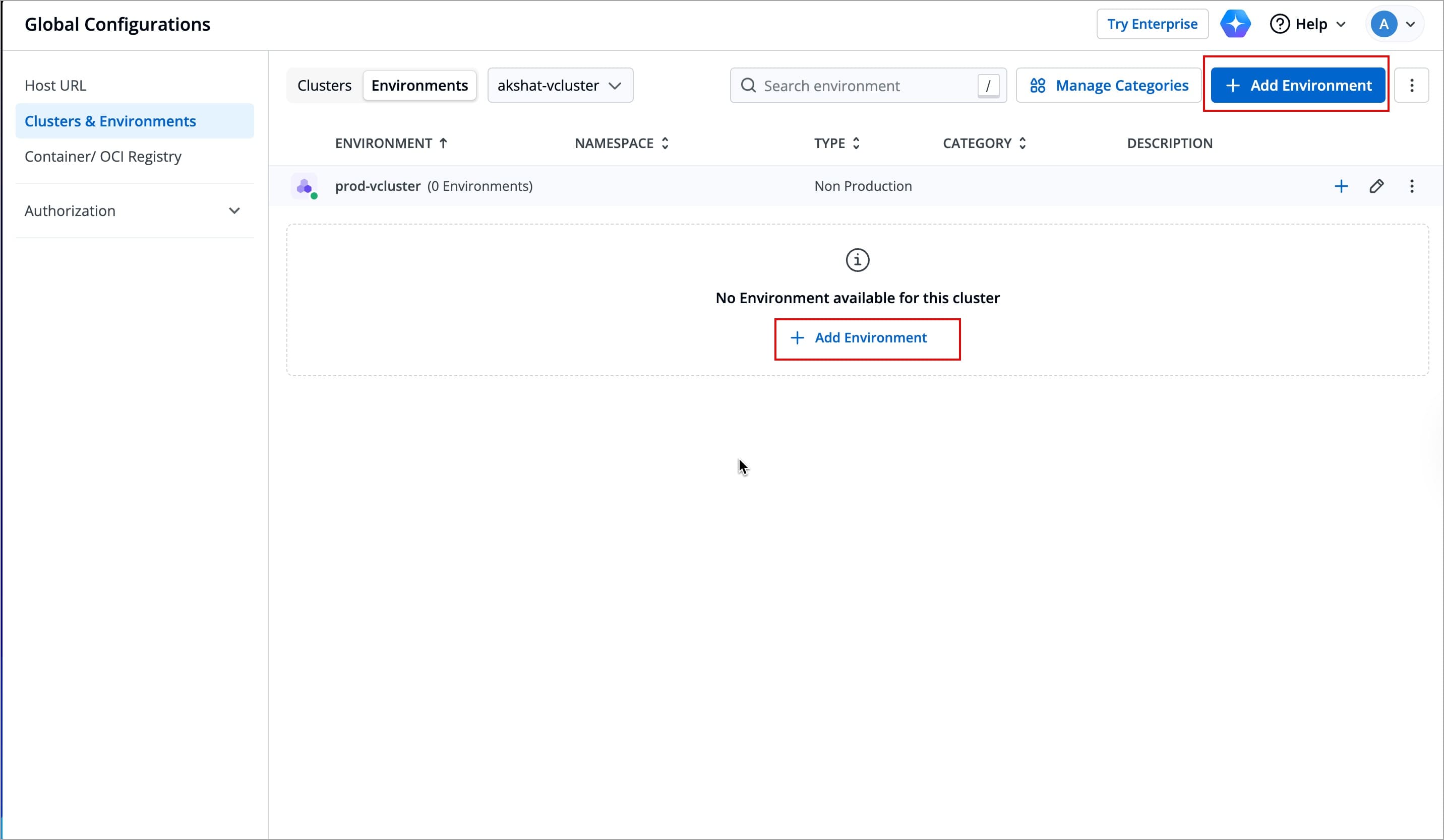 Figure 23b: Clicking 'Add Environment'