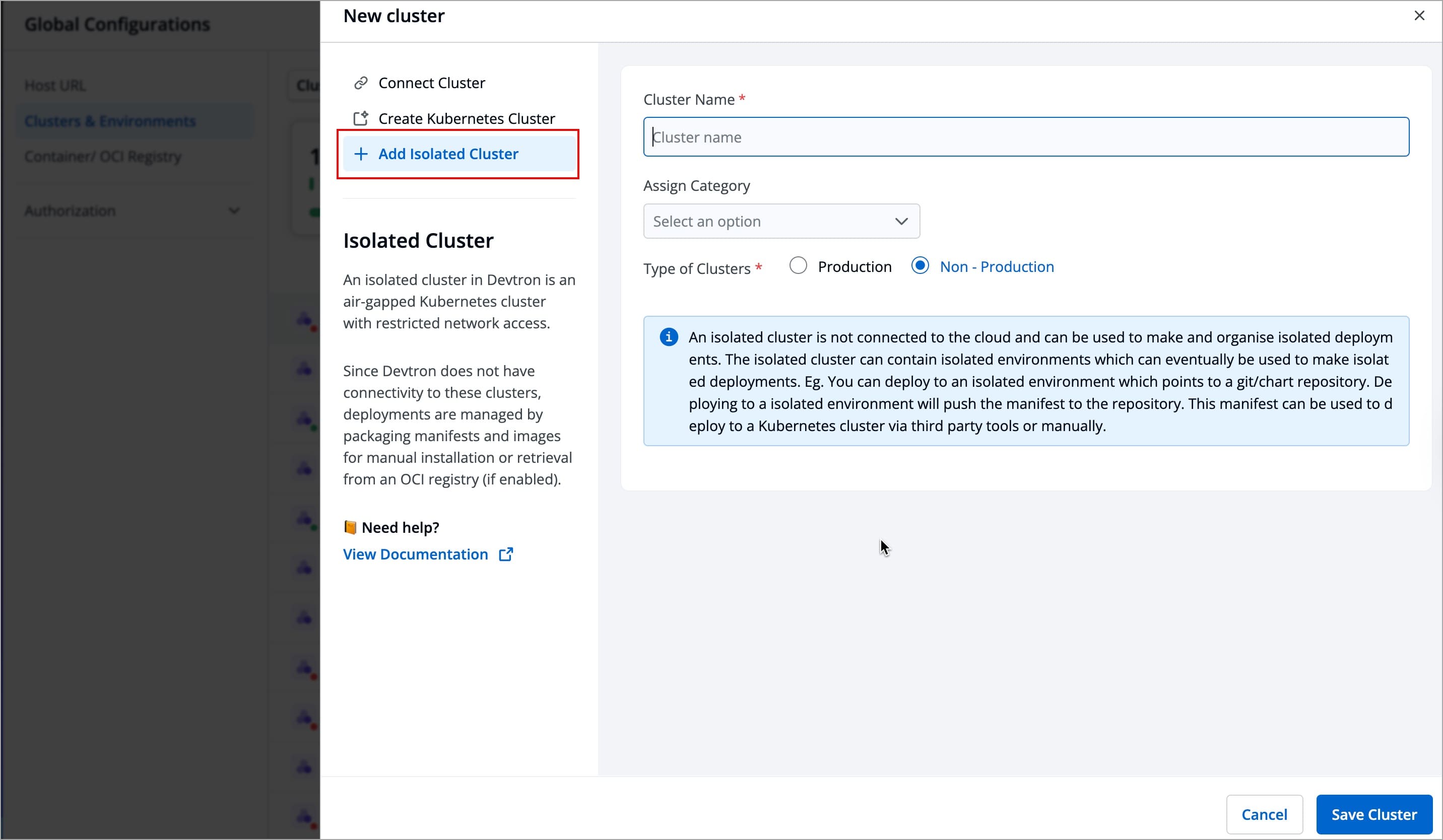 Figure 20: Selecting Isolated Cluster