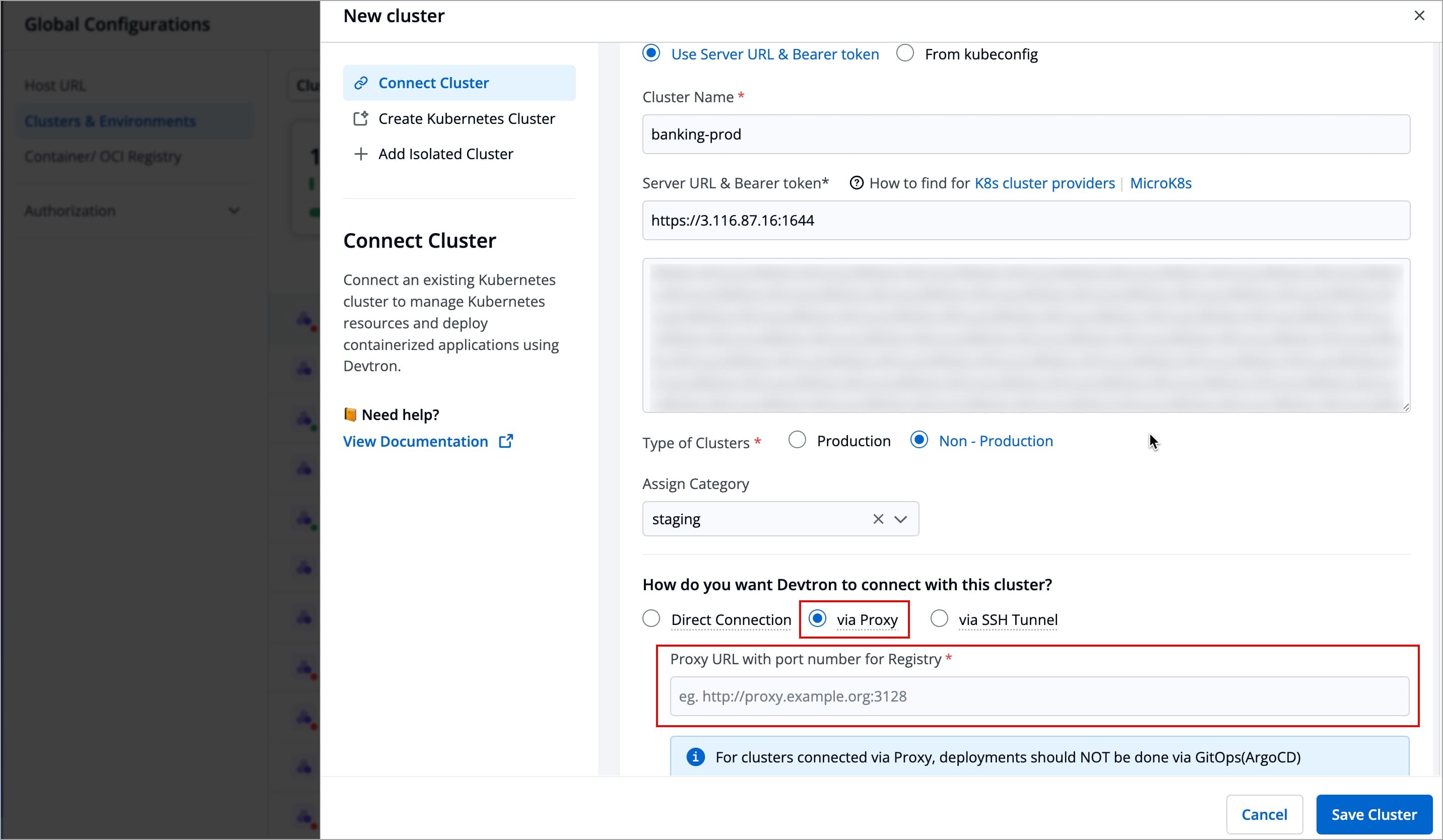 Figure 11: Choosing 'Via Proxy'