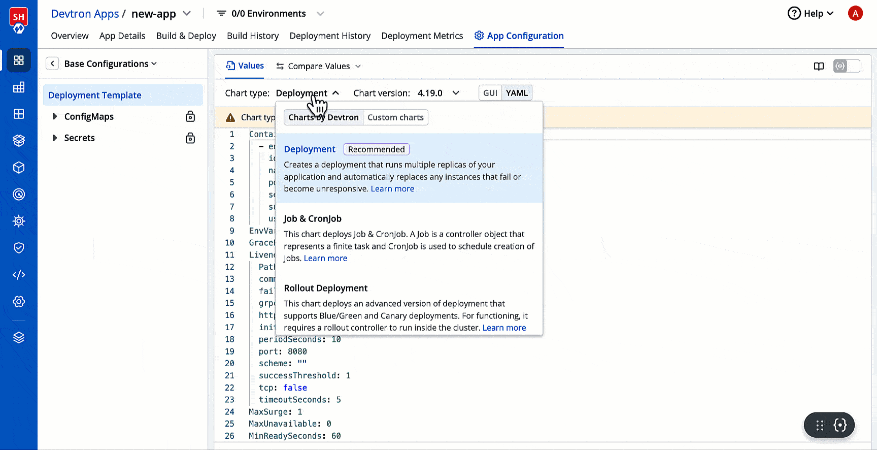 Figure 10: Using Deployment Charts