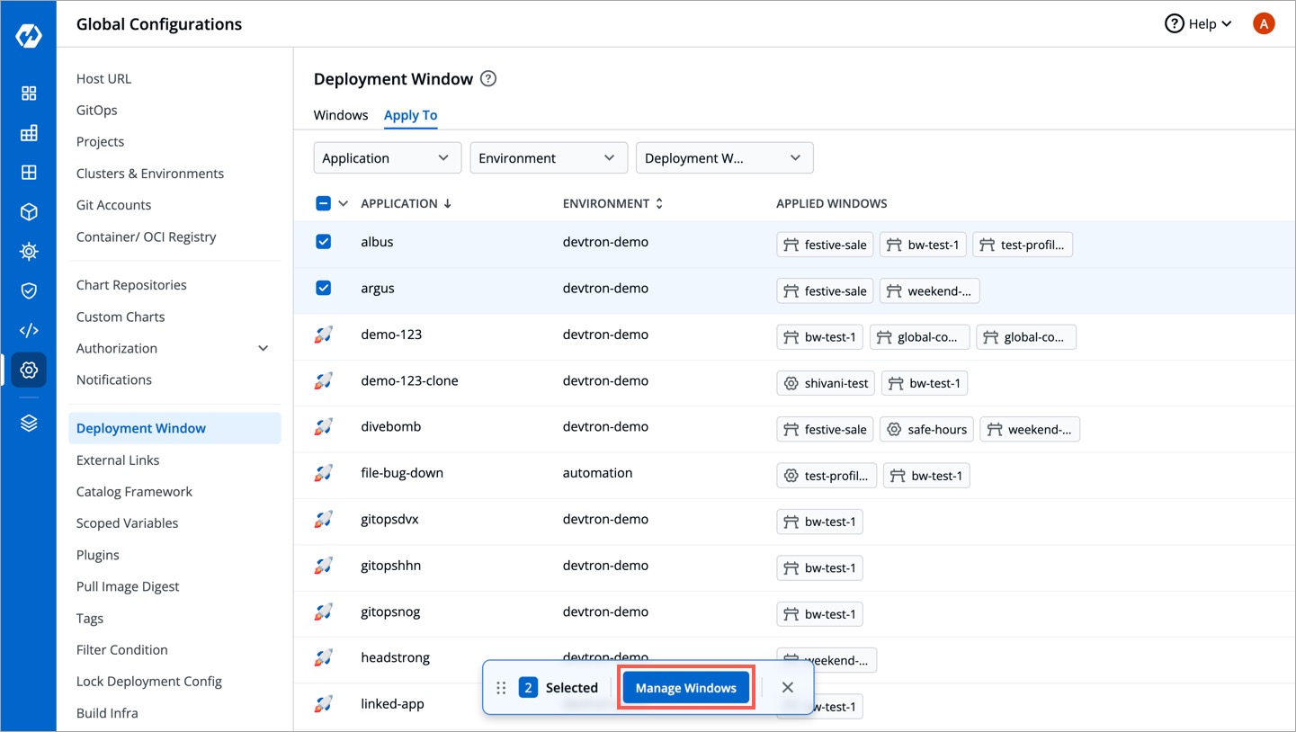 Figure 17: Manage Windows