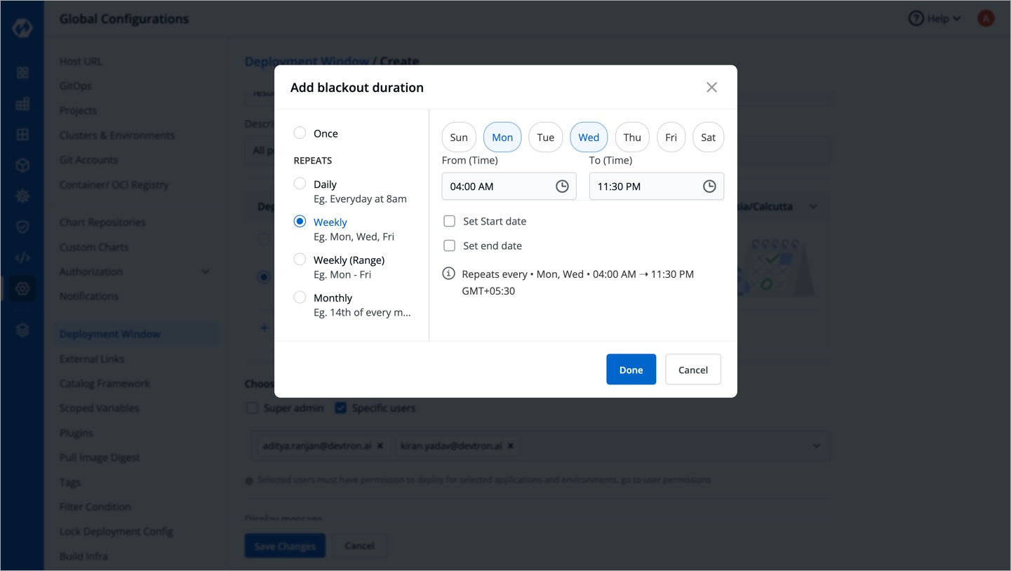 Figure 8: Setting Window Duration