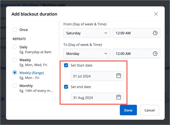 Figure 9: Setting Start and End Date