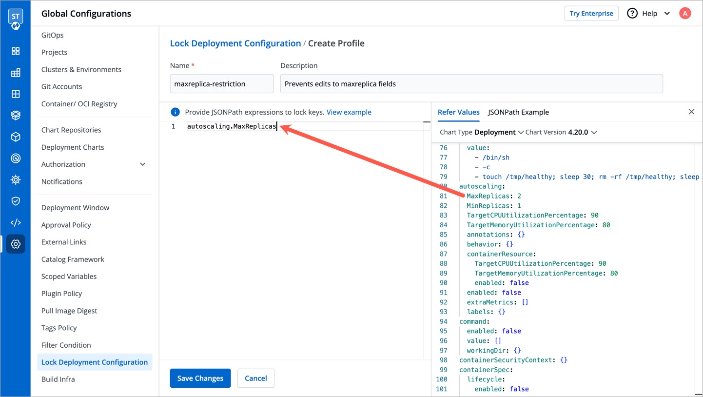 Figure 4: Referring Values.YAML File for Locking Keys