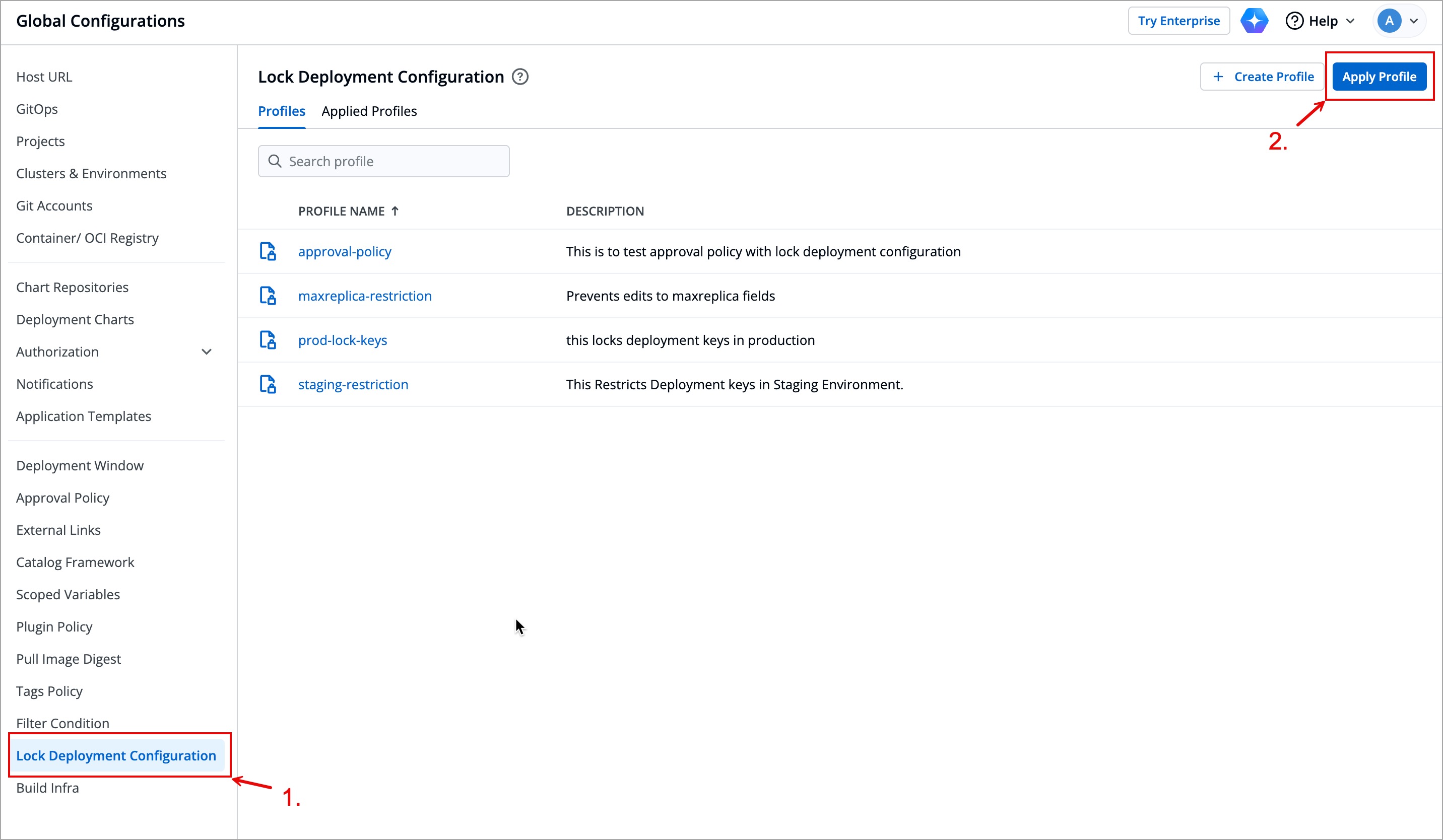 Figure 7: Clicking 'Apply Profile'