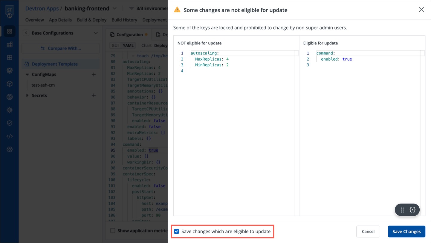 Figure 12: Saving Eligible Changes