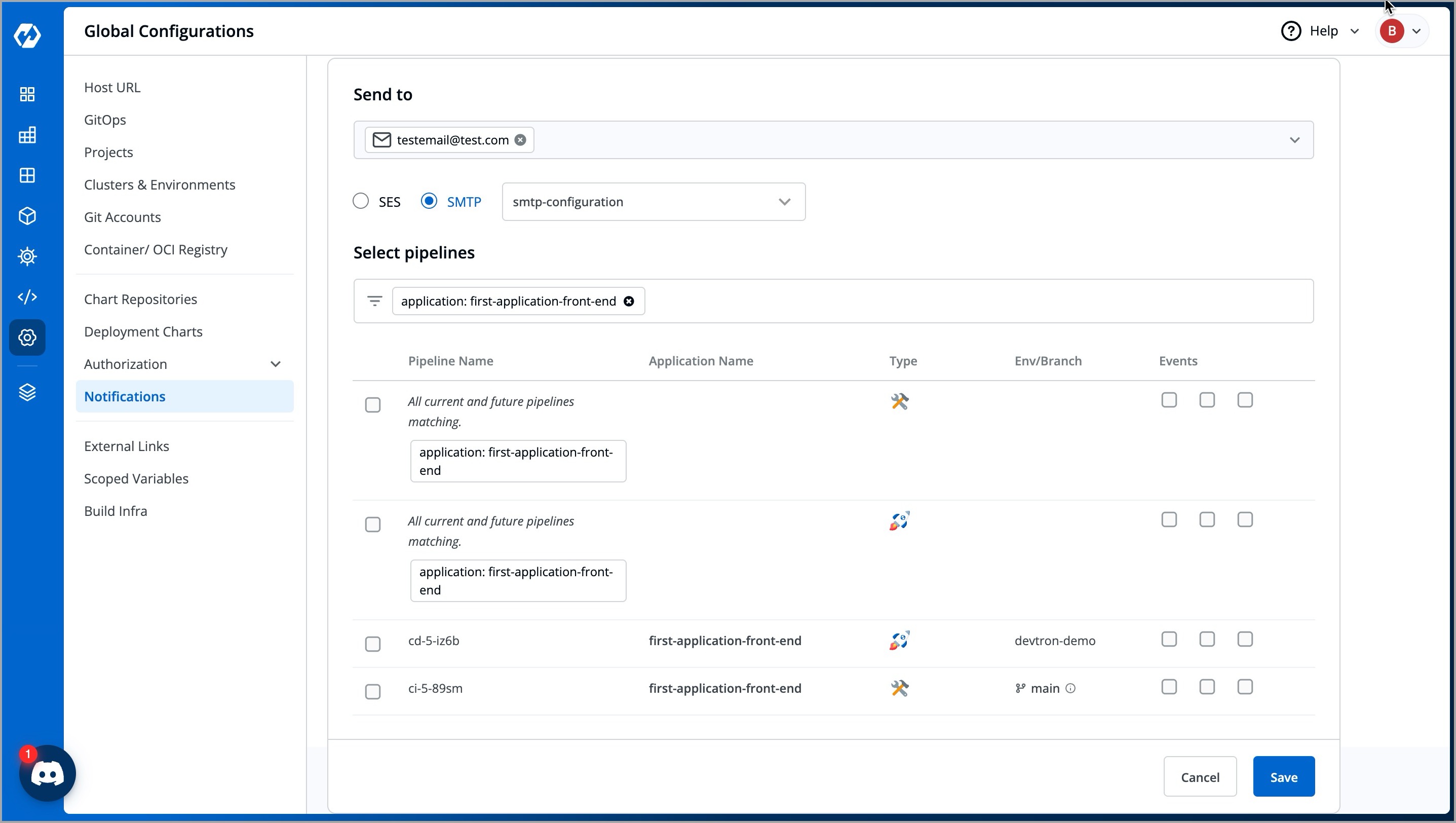 Figure 8: Add Notifications Page