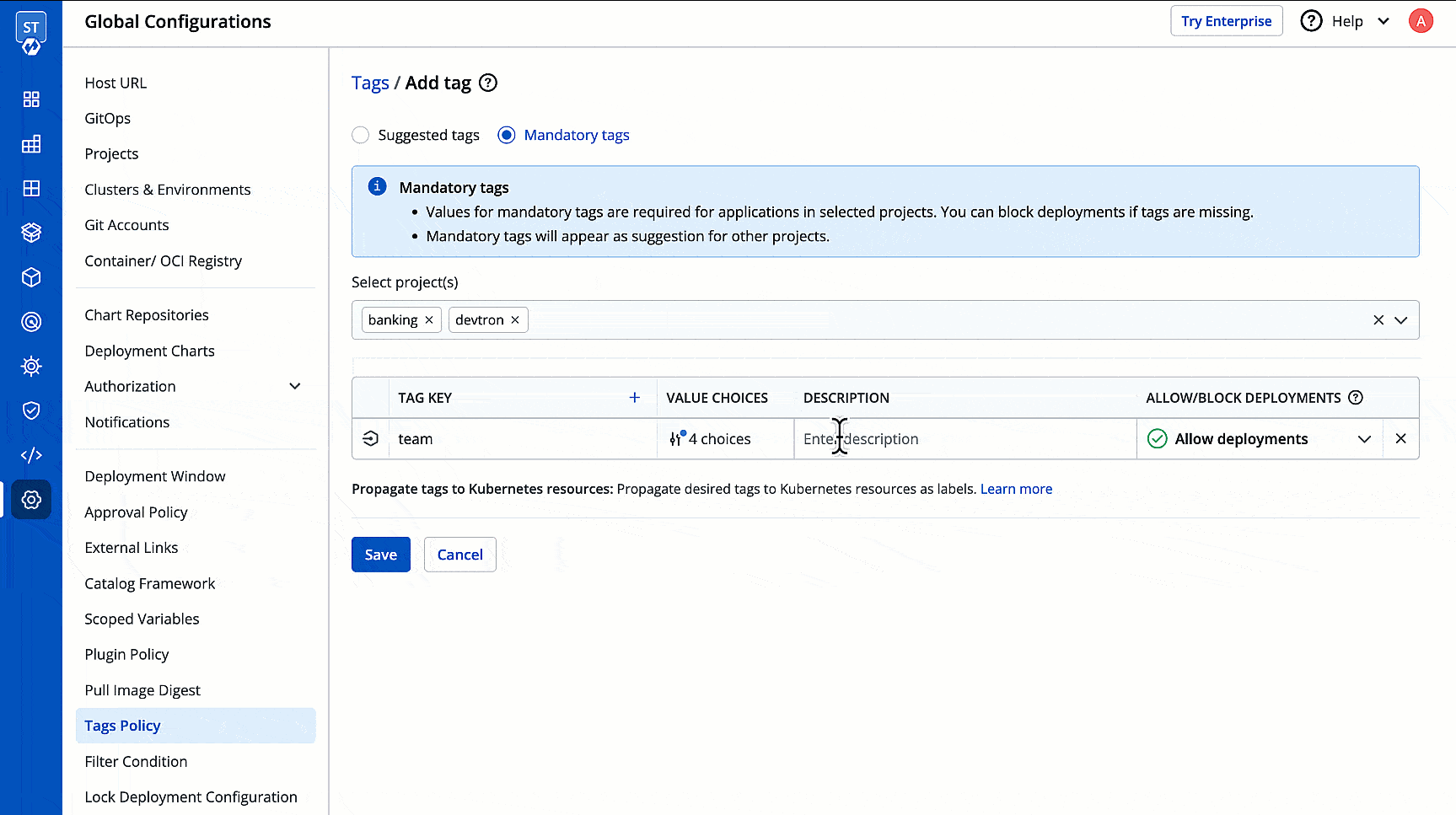 Figure 8: Adding Description for the Tag