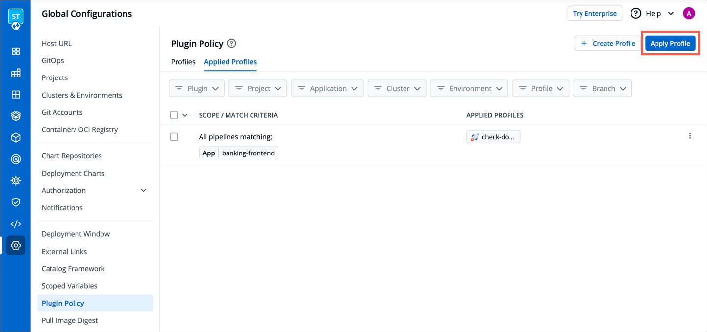 Figure 9: Apply Profile Button