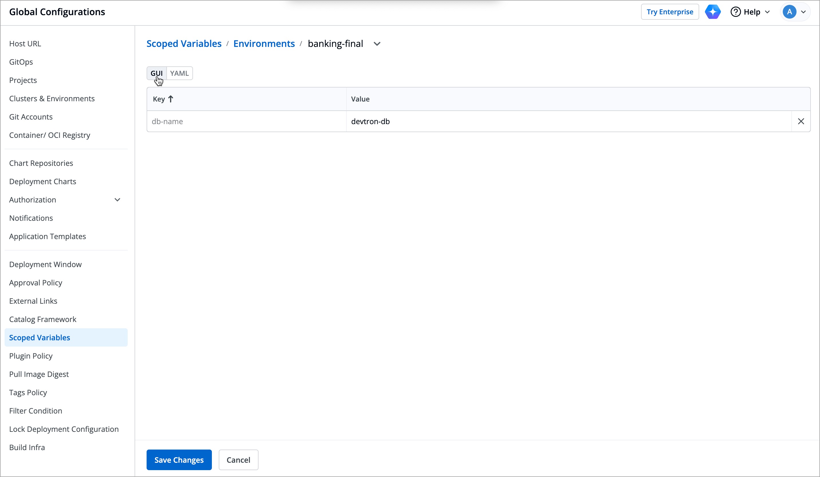 Figure 9: Editing in GUI Mode