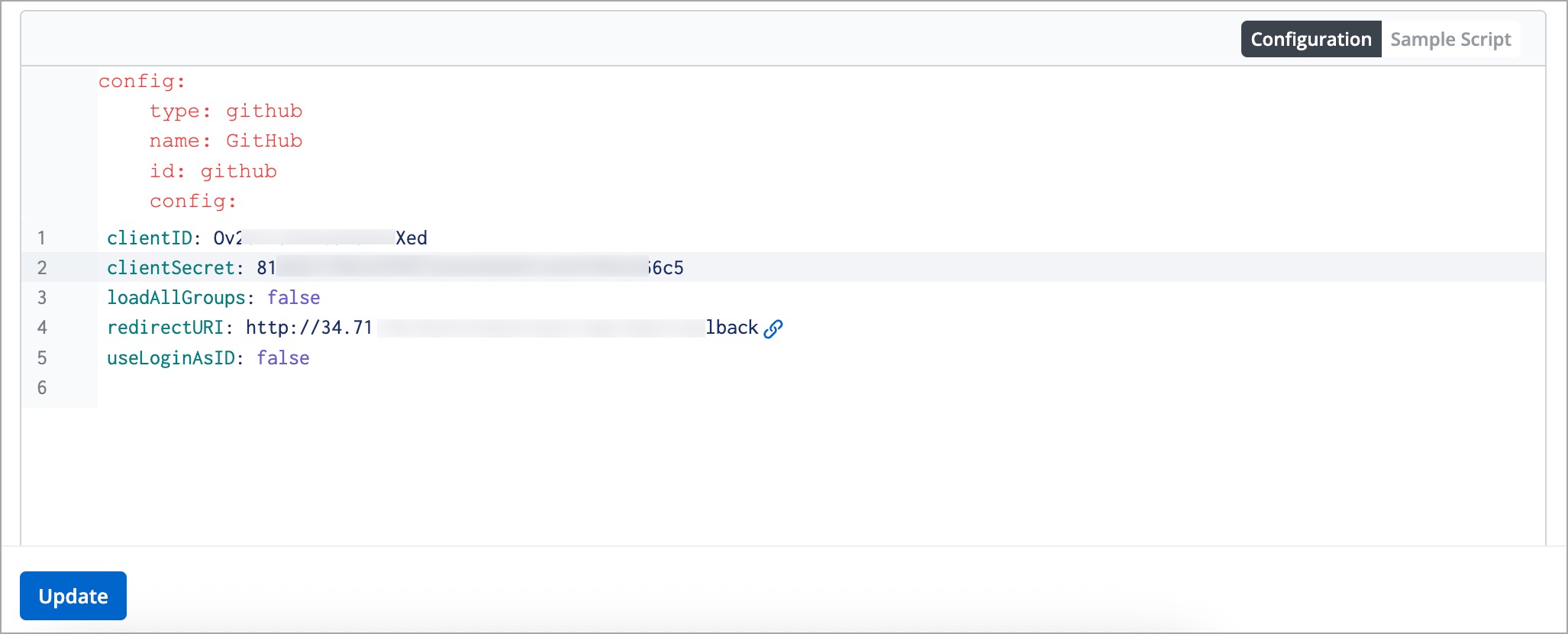 Figure 3: Configuration Section