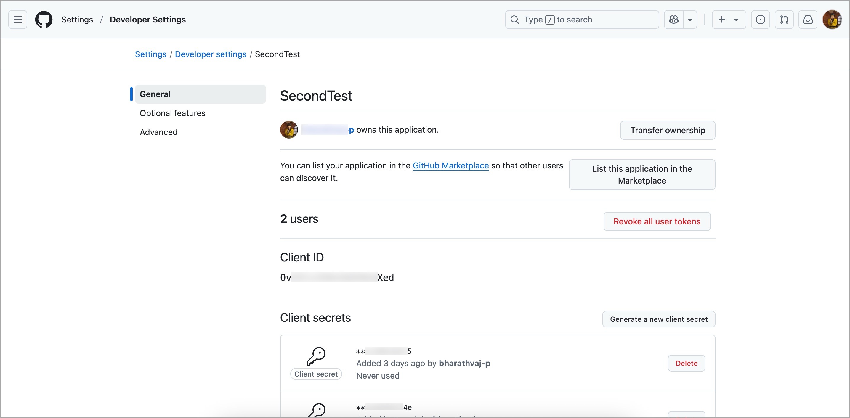 Figure 2: Client ID and Client Secret