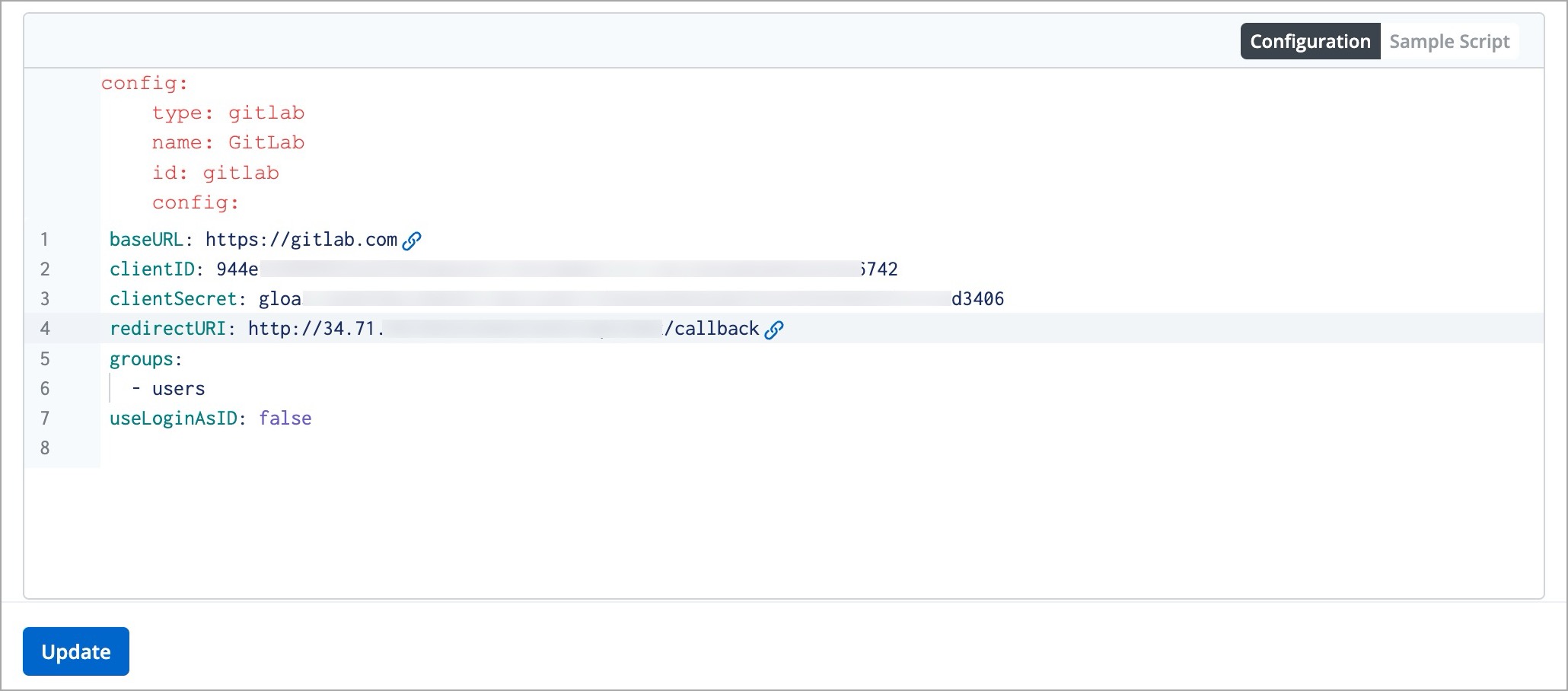 Figure 4: GitLab SSO Configuraion