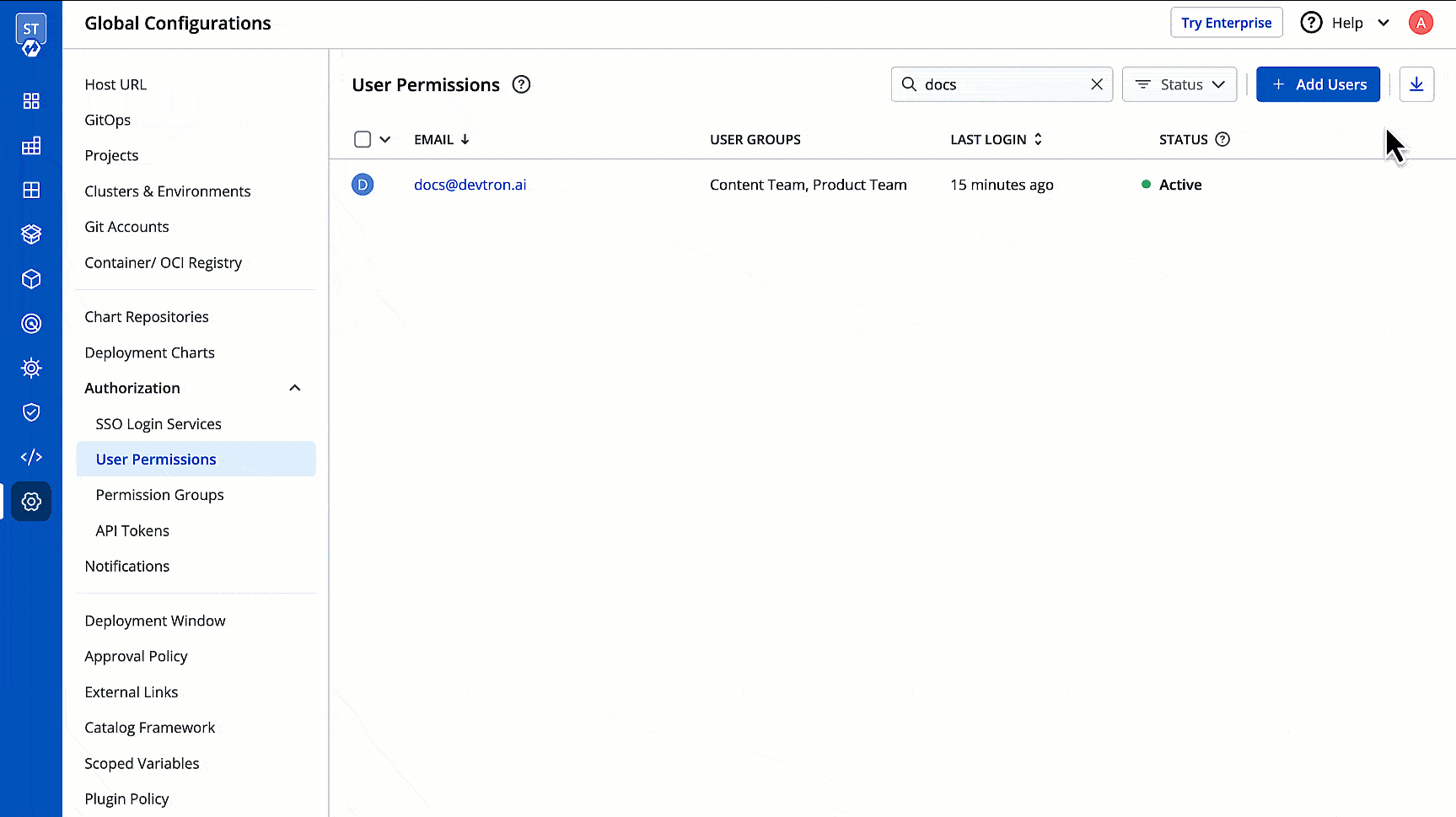 Figure 18: Editing User Permissions