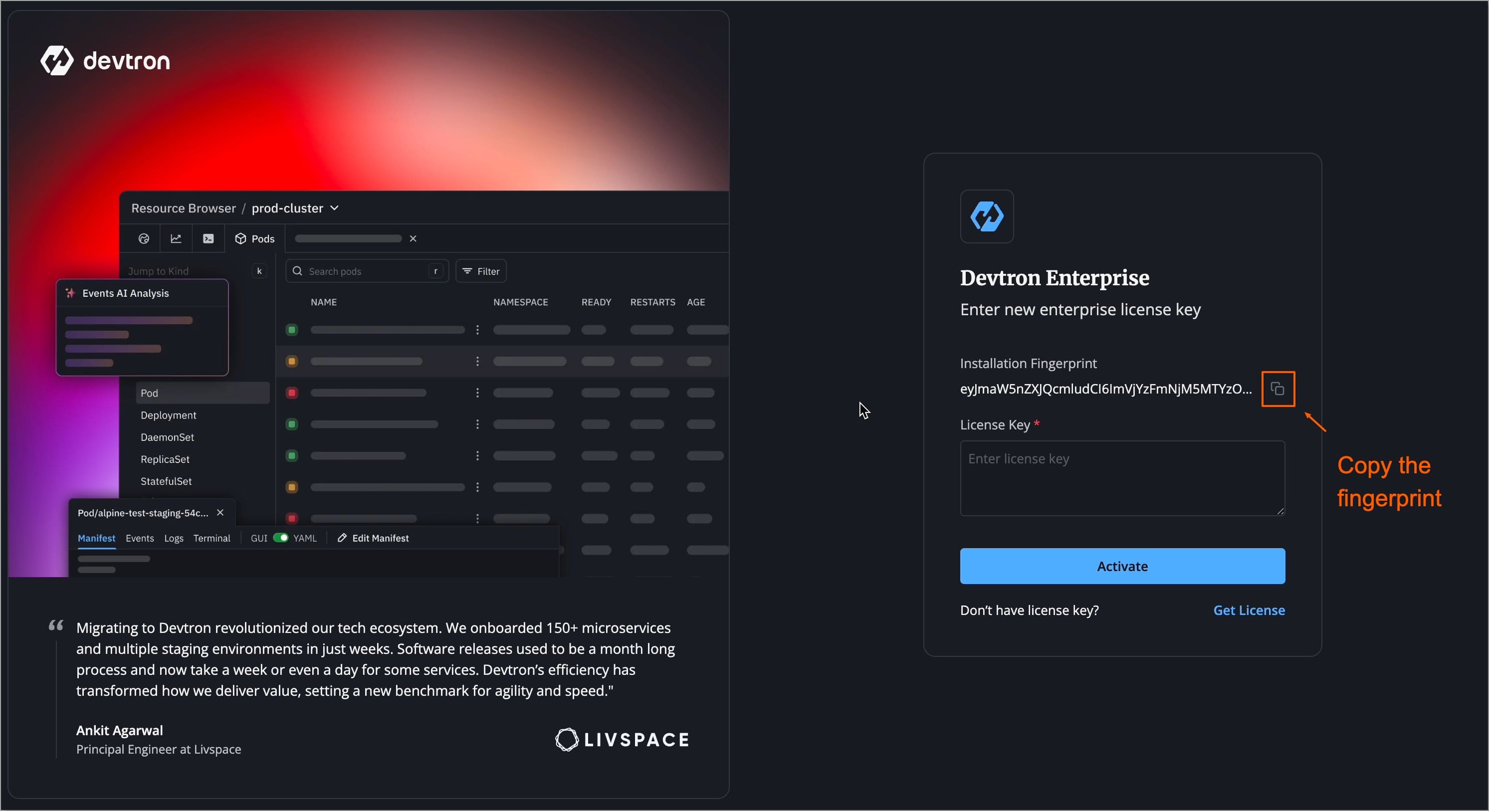 Figure 11: Copying Installation Fingerprint