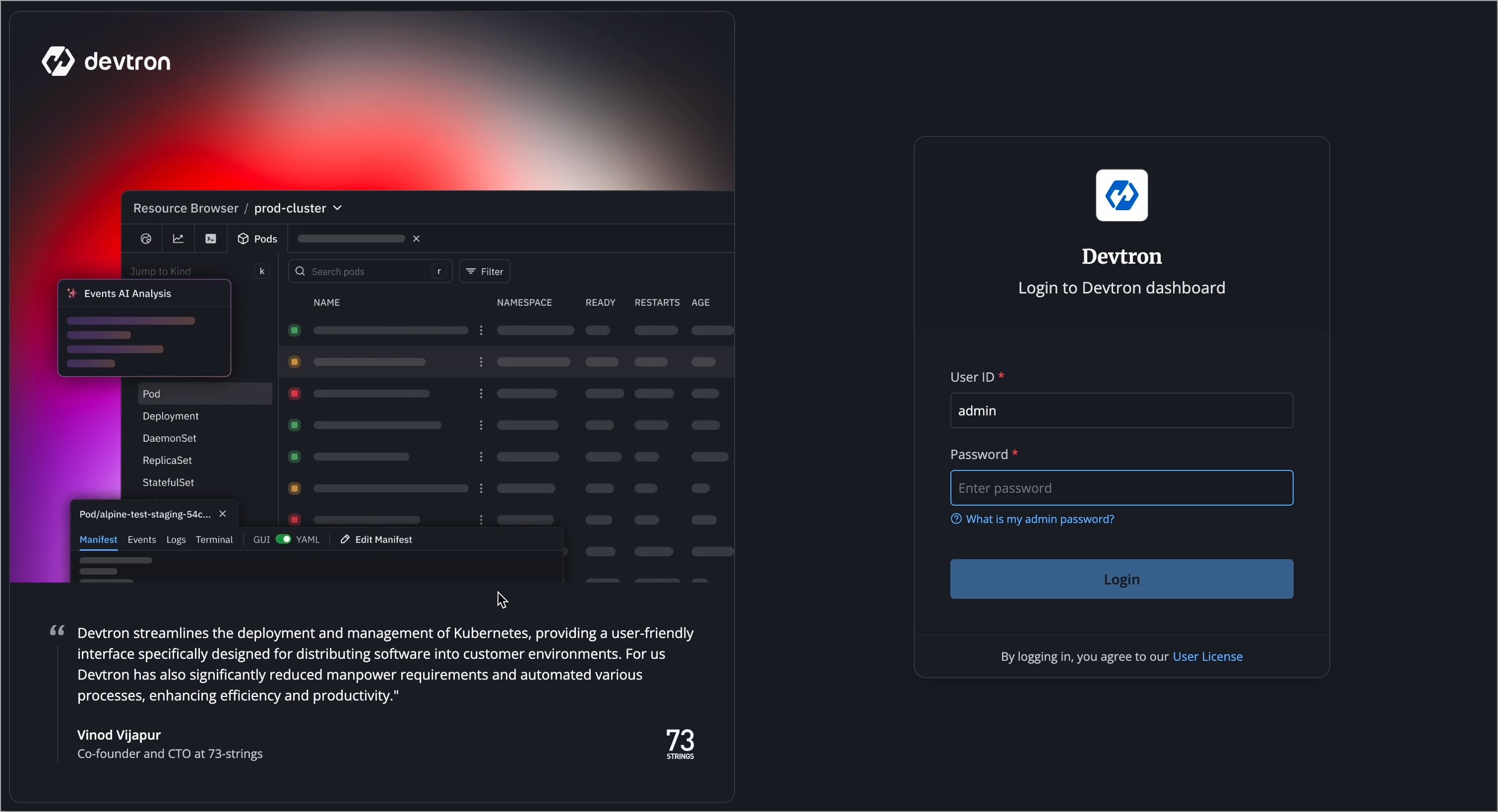Figure 16: Devtron Login Page