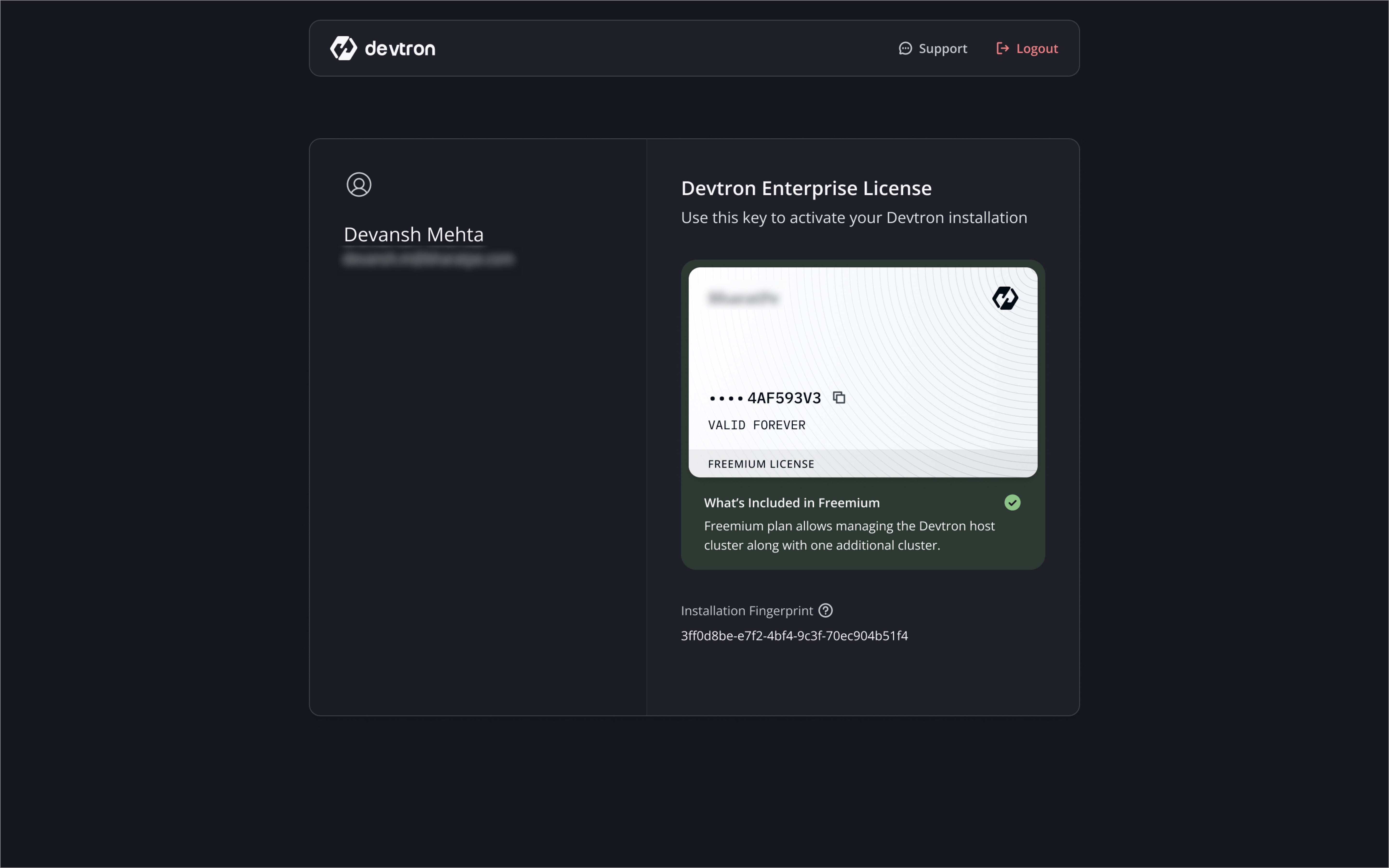 Figure 13: Copying Generated License Key
