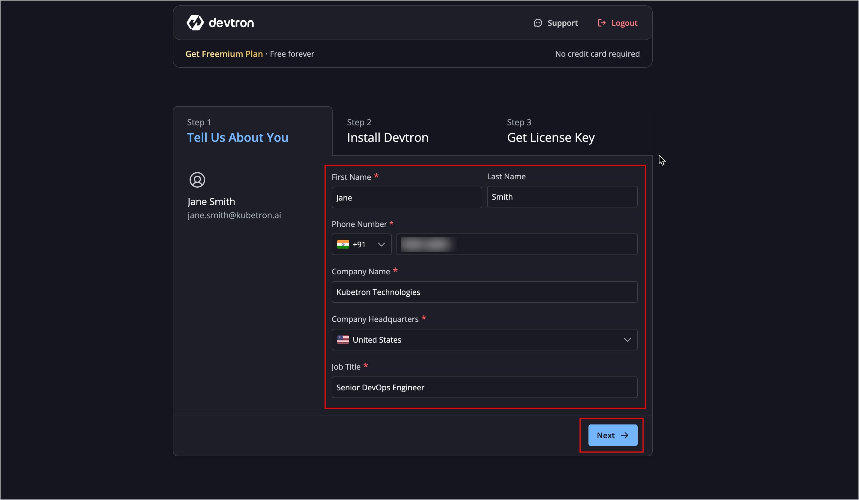 Figure 2: Entering the Details