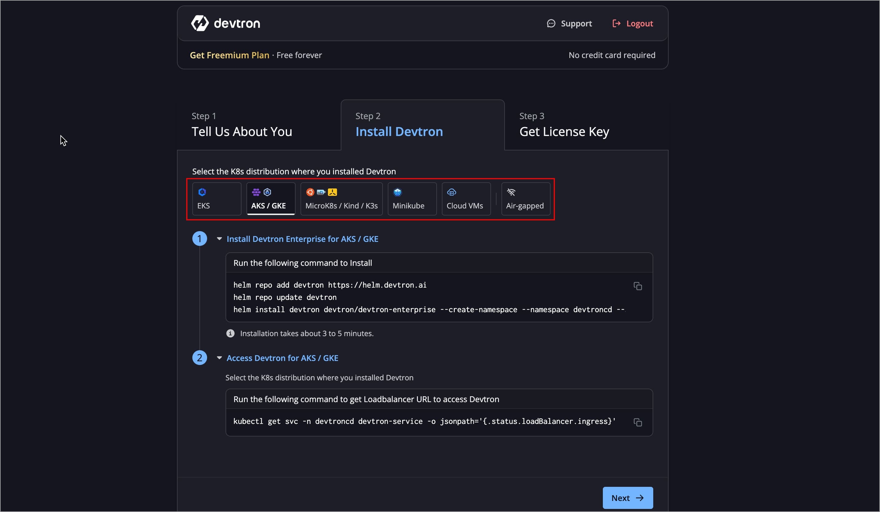 Figure 8: Installing Devtron