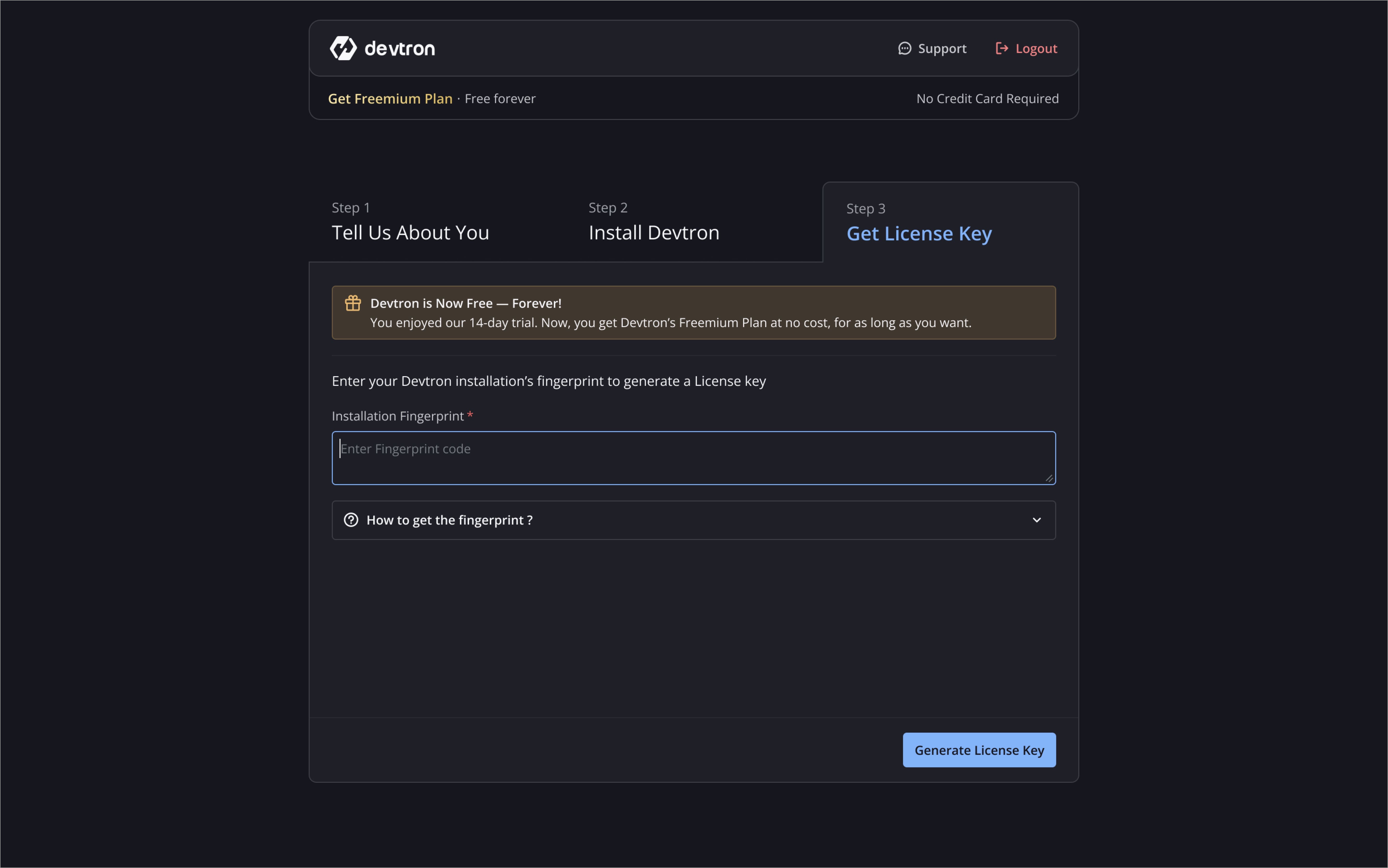 Figure 20: Devtron License Dashboard