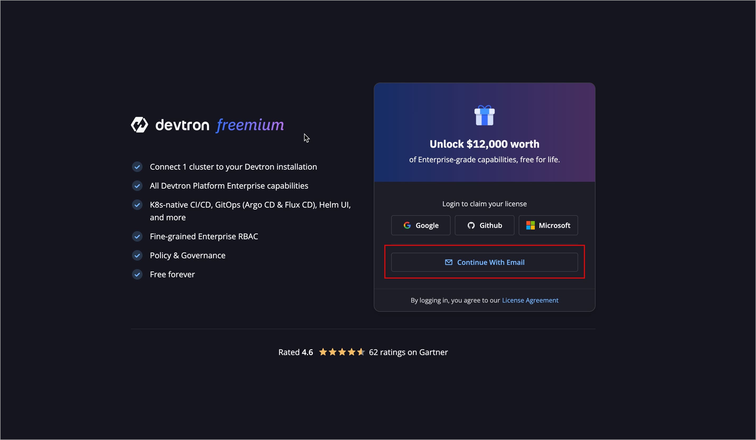 Figure 2: Selecting 'Continue with Email'