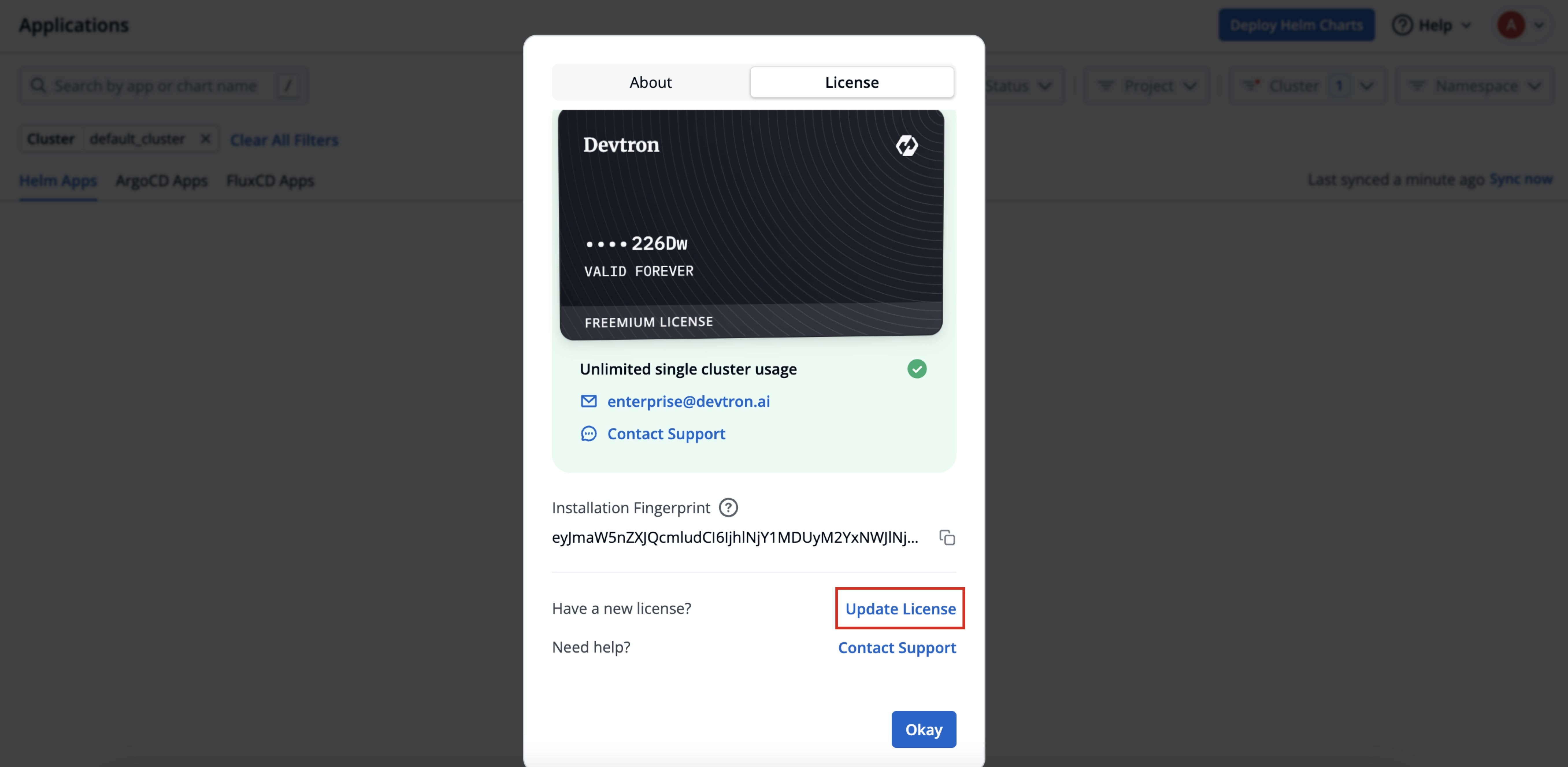 Figure 26: Updating License