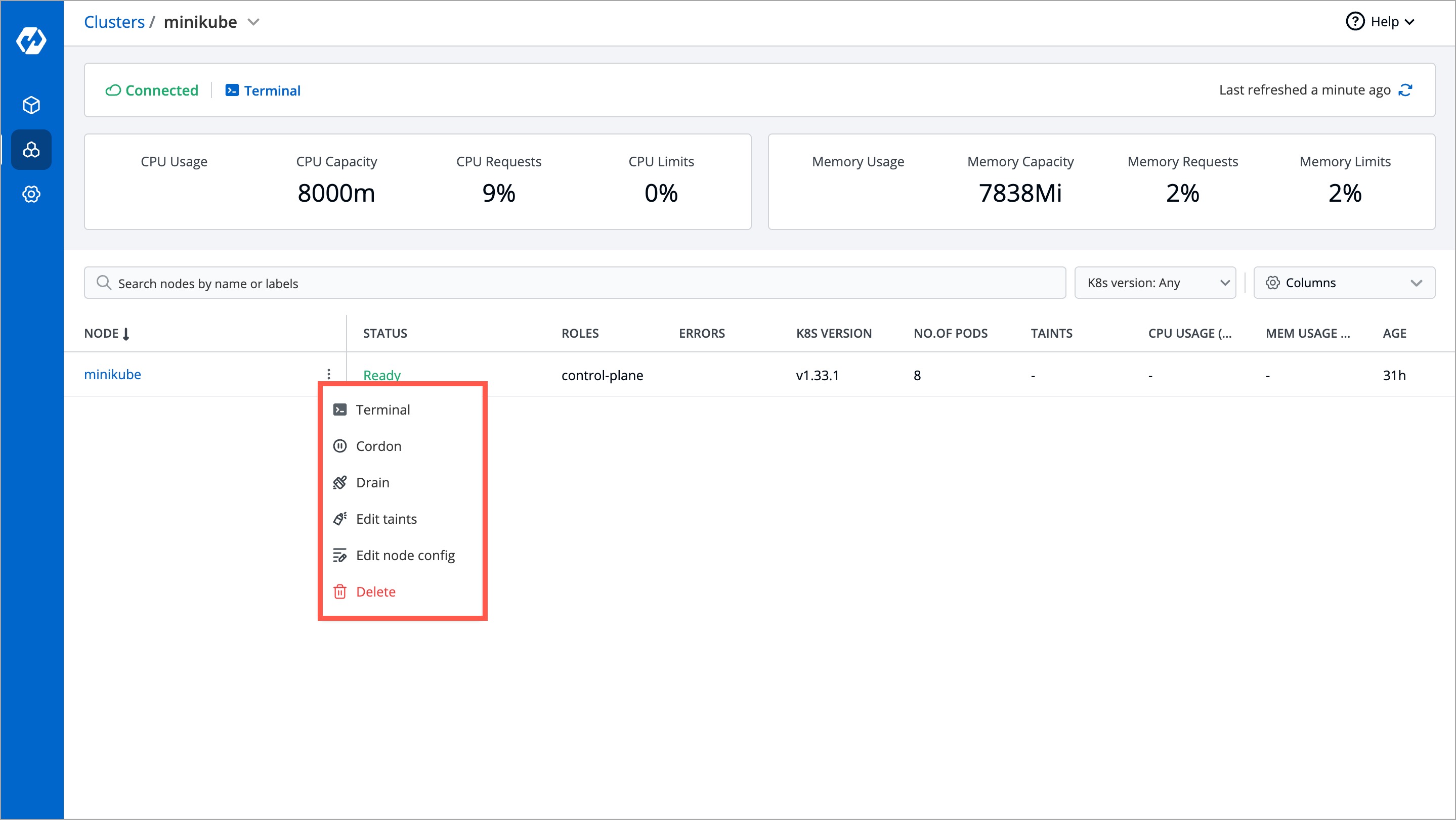 Figure 11a: Peform Node Operations Using the (â‹®) Icon
