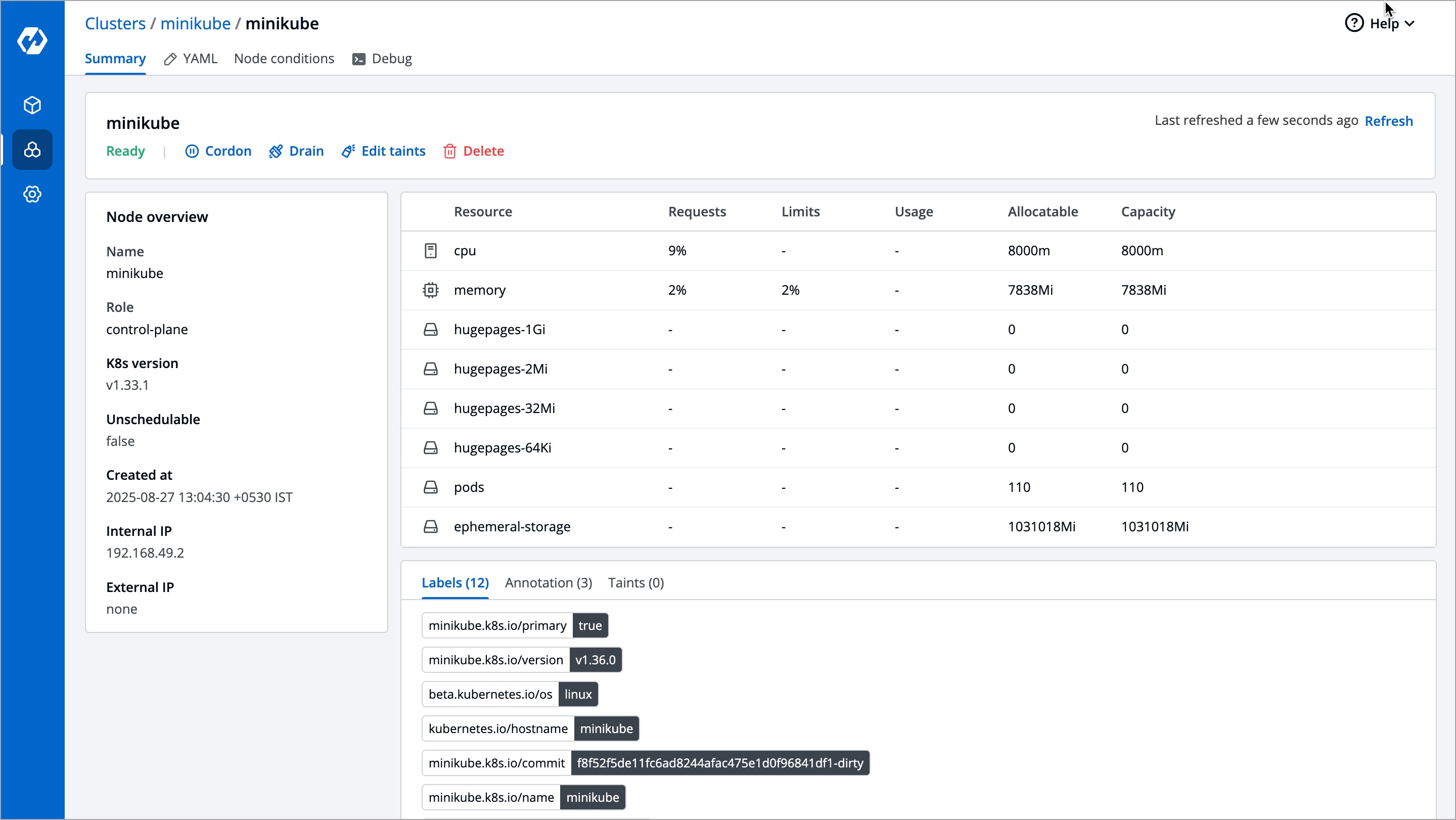 Figure 11b: Peform Node Operations by Clicking the Cluster