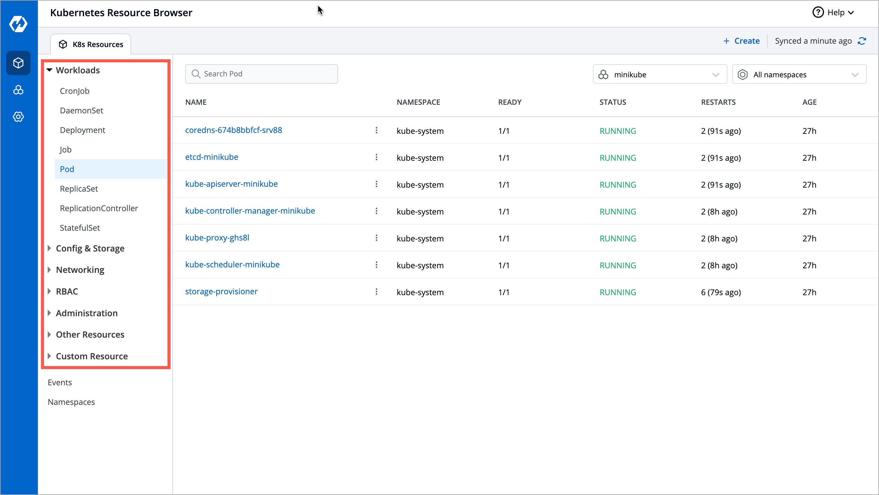 Figure 3: Kubernetes Resource Browser