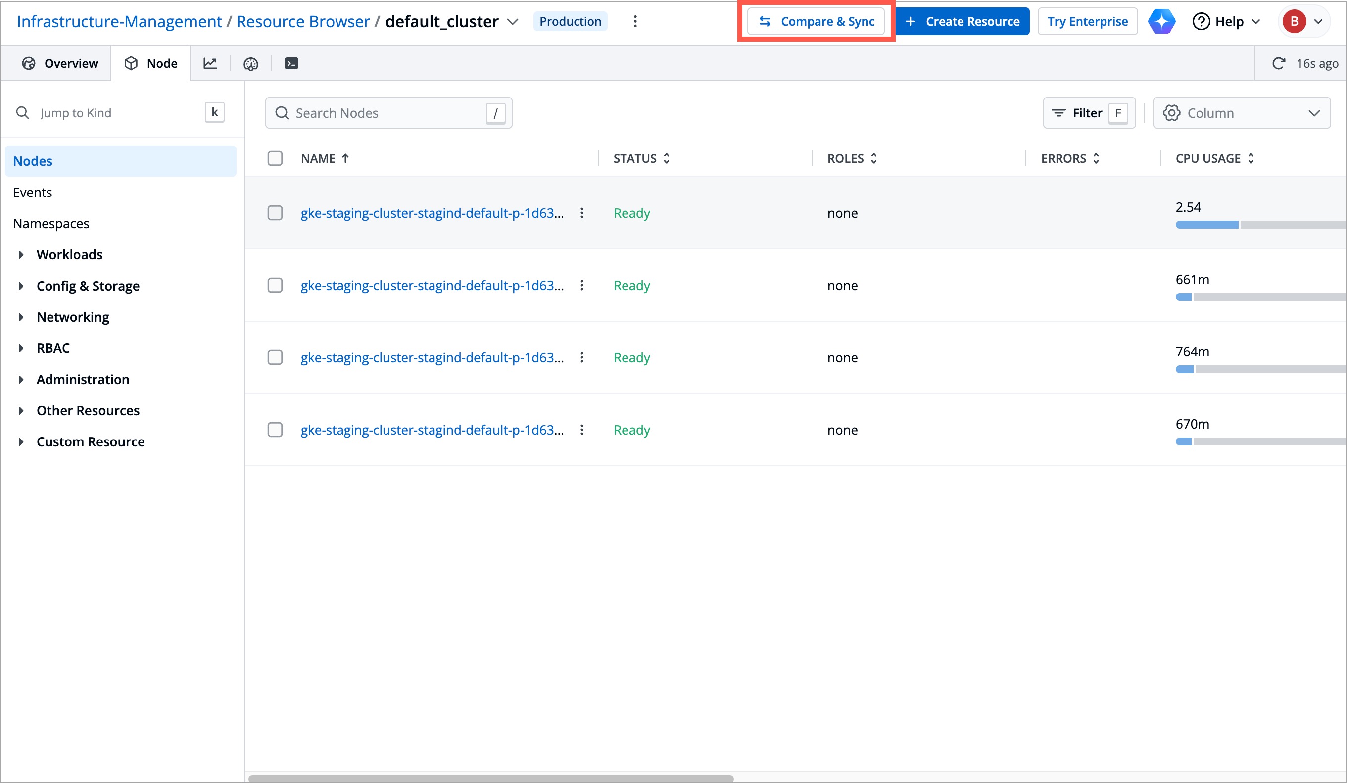 Figure 1: Compare & Sync Feature