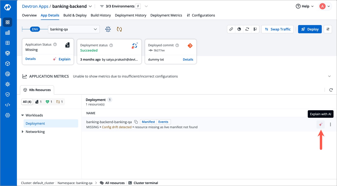 Figure 12: AI Explain at K8s Resources (tab)