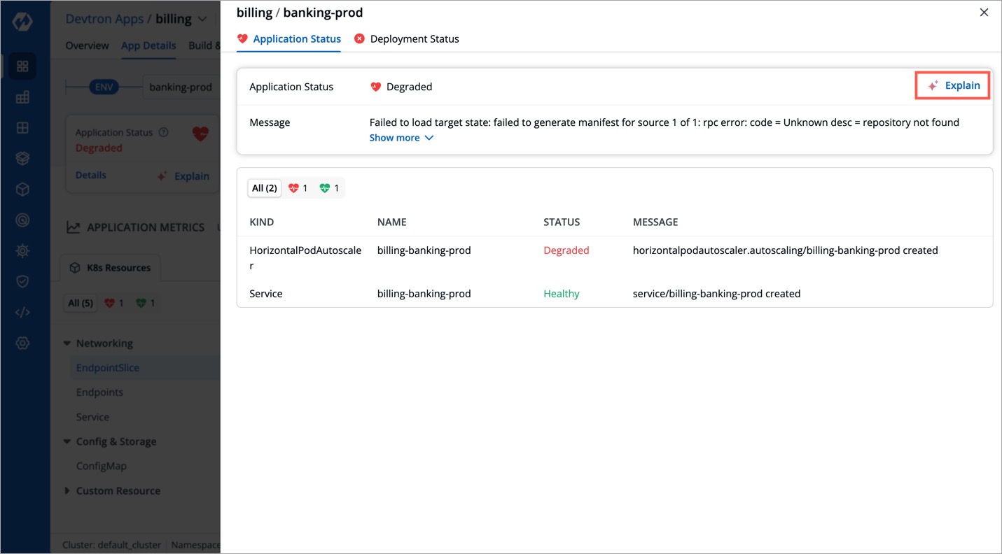 Figure 11b: AI Explain at Application Status Drawer