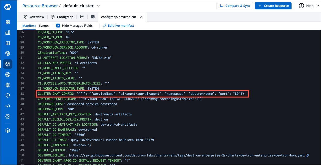 Figure 5: Entry in 'orchestrator-cm' or 'devtron-cm' ConfigMap
