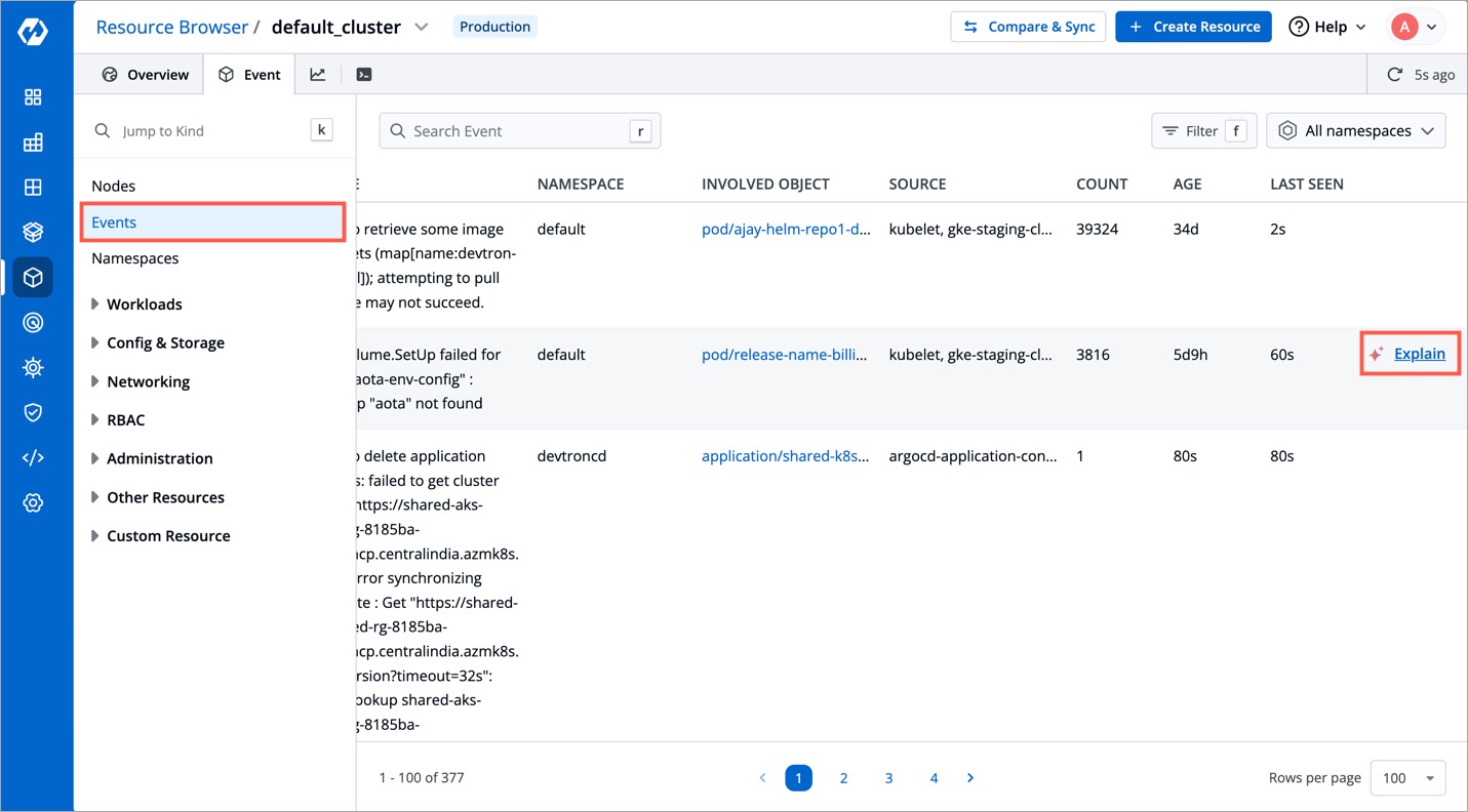 Figure 10: AI Explain for Event Errors