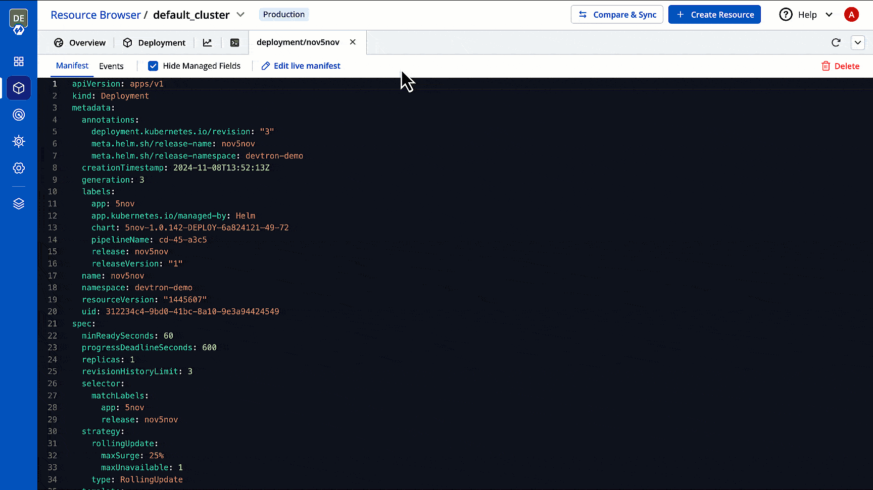 Figure 3b: Editing Manifest (Using GUI)