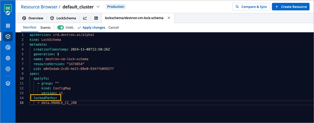 Figure 4: Modifying Schema