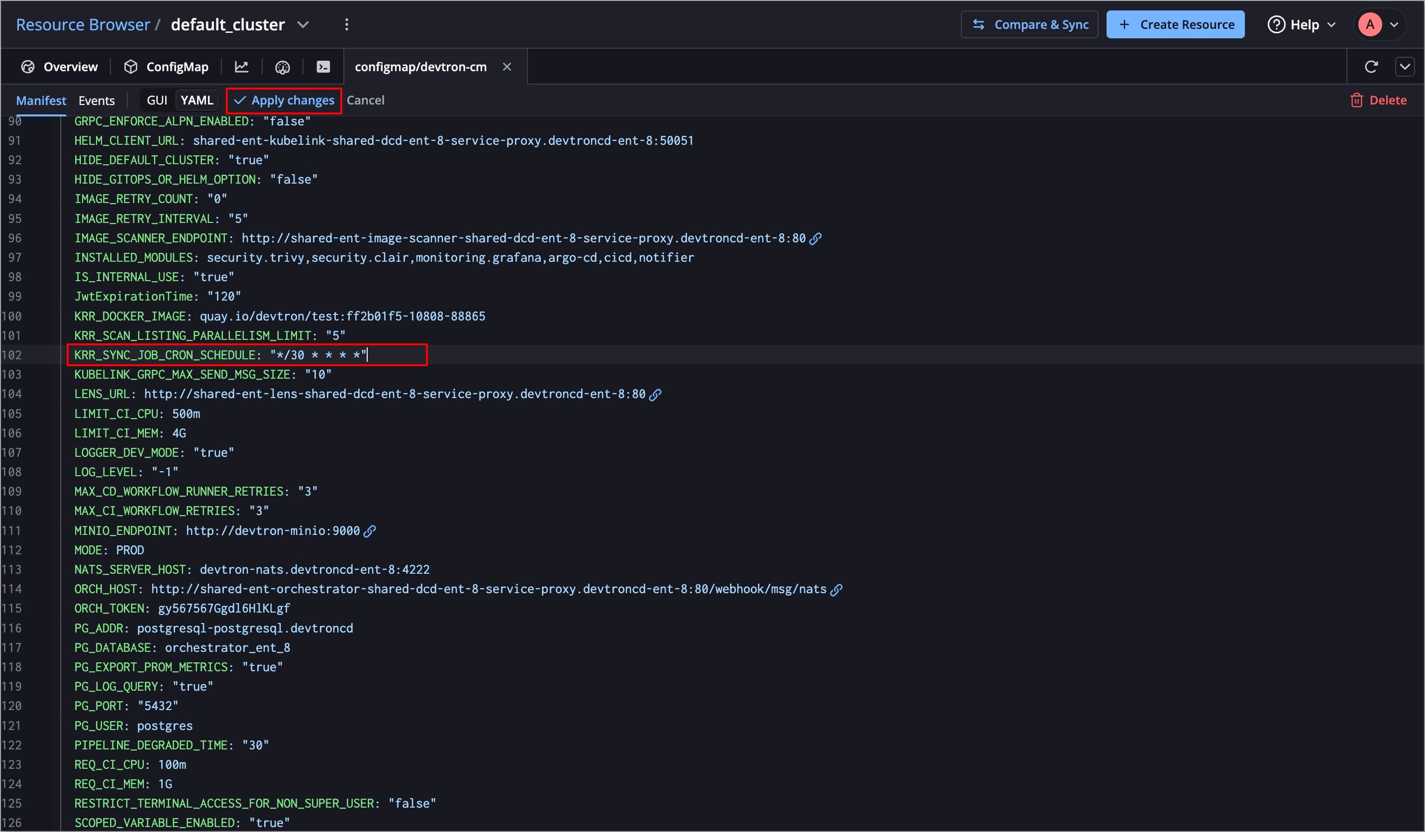Figure 18: Applying Changes