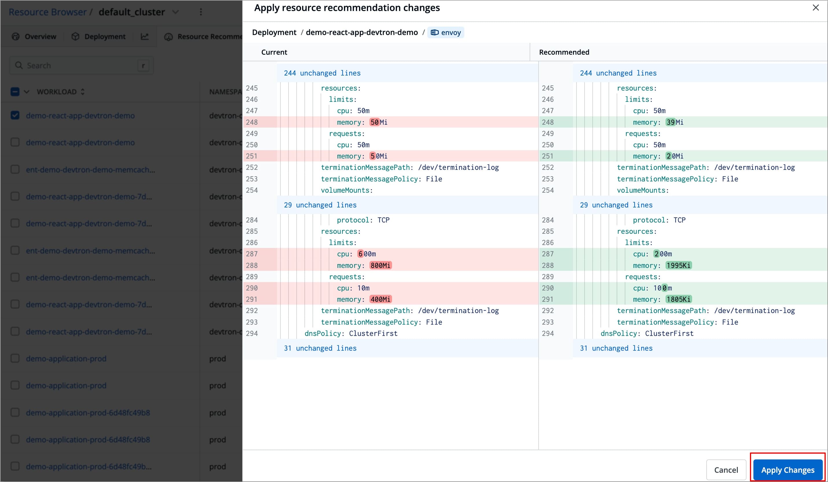 Figure 12: Applying Changes 