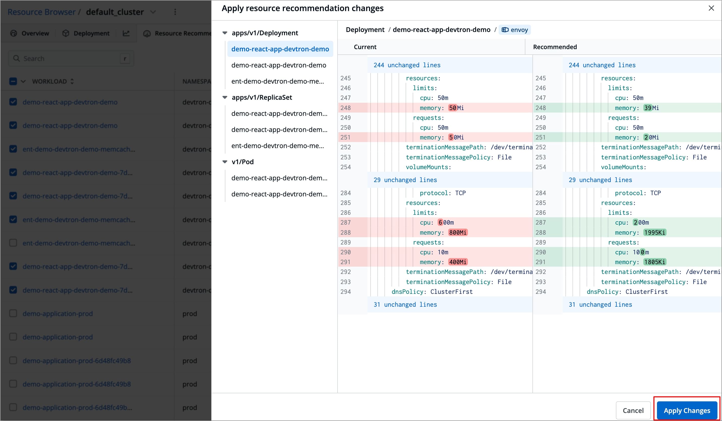 Figure 15: Applying Changes